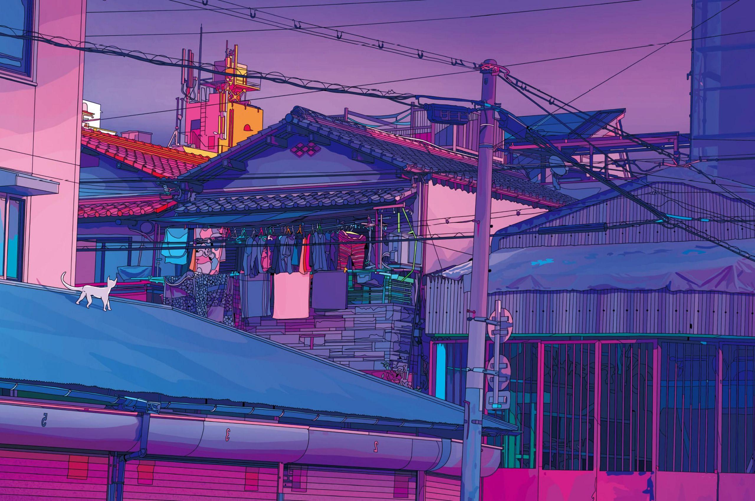 2560x1700 Purple Aesthetic Deskk Wallpaper