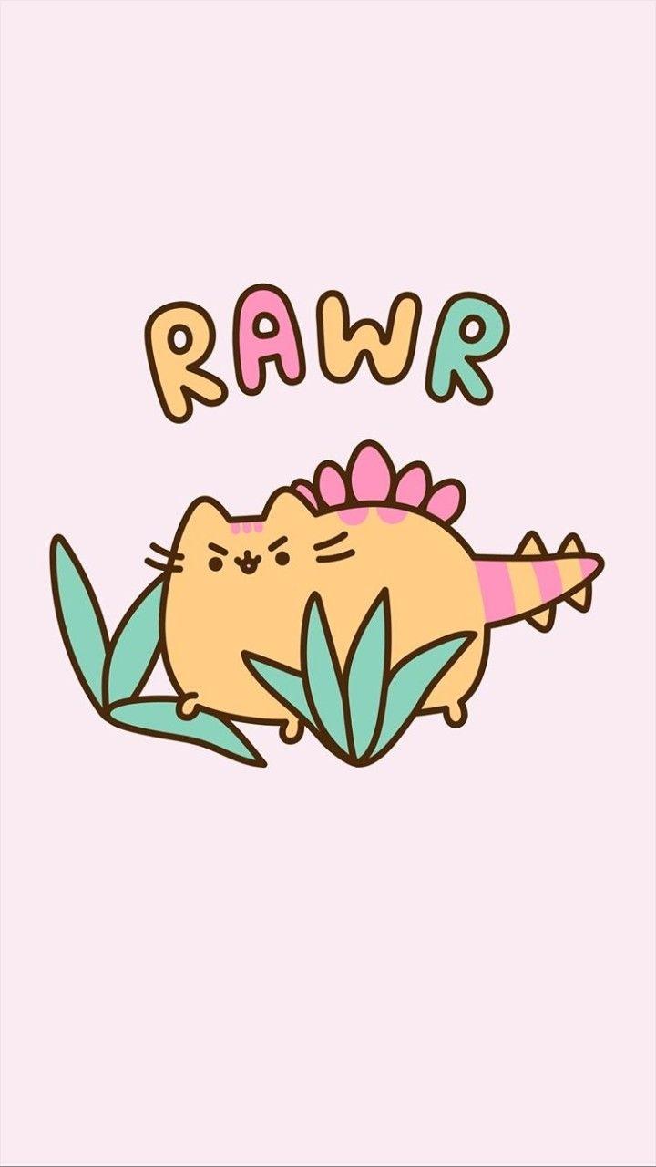 720x1280 The mighty dino pusheen. Dinosaur wallpaper, Pusheen cute, Pusheen cat
