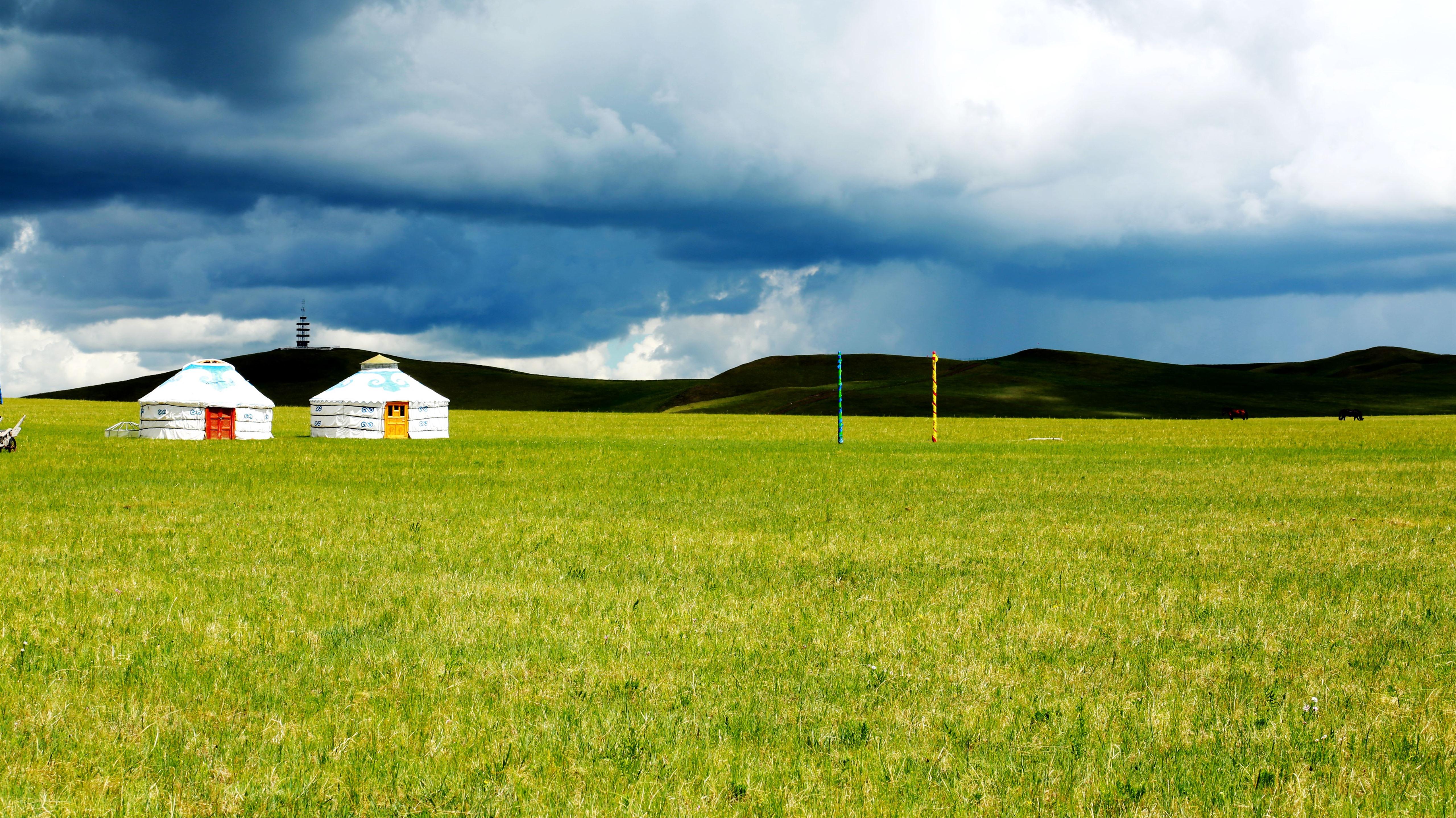 5120x2880 Wallpaper Inner Mongolia grassland, yurt 5120x2880 UHD 5K Picture, Image
