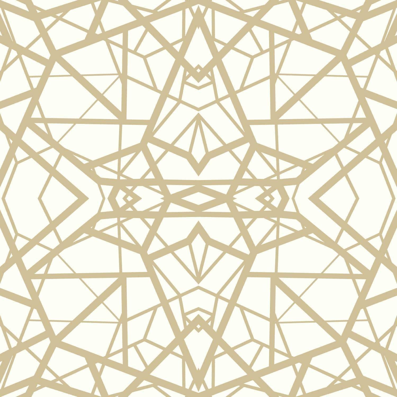 1500x1500 Shatter Geometric Peel & Stick Wallpaper in White and Gold