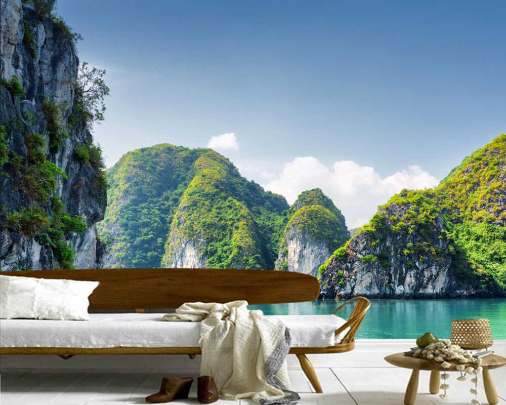 1000x800 Papel de parede Vietnam Sea Crag Cove Nature 3D wallpaper, living room bedroom tv sofa background wall mural papers home decor. Wallpaper