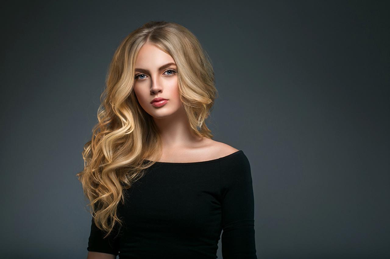 1280x853 Desktop Wallpaper Blonde girl Hair young woman Staring Gray