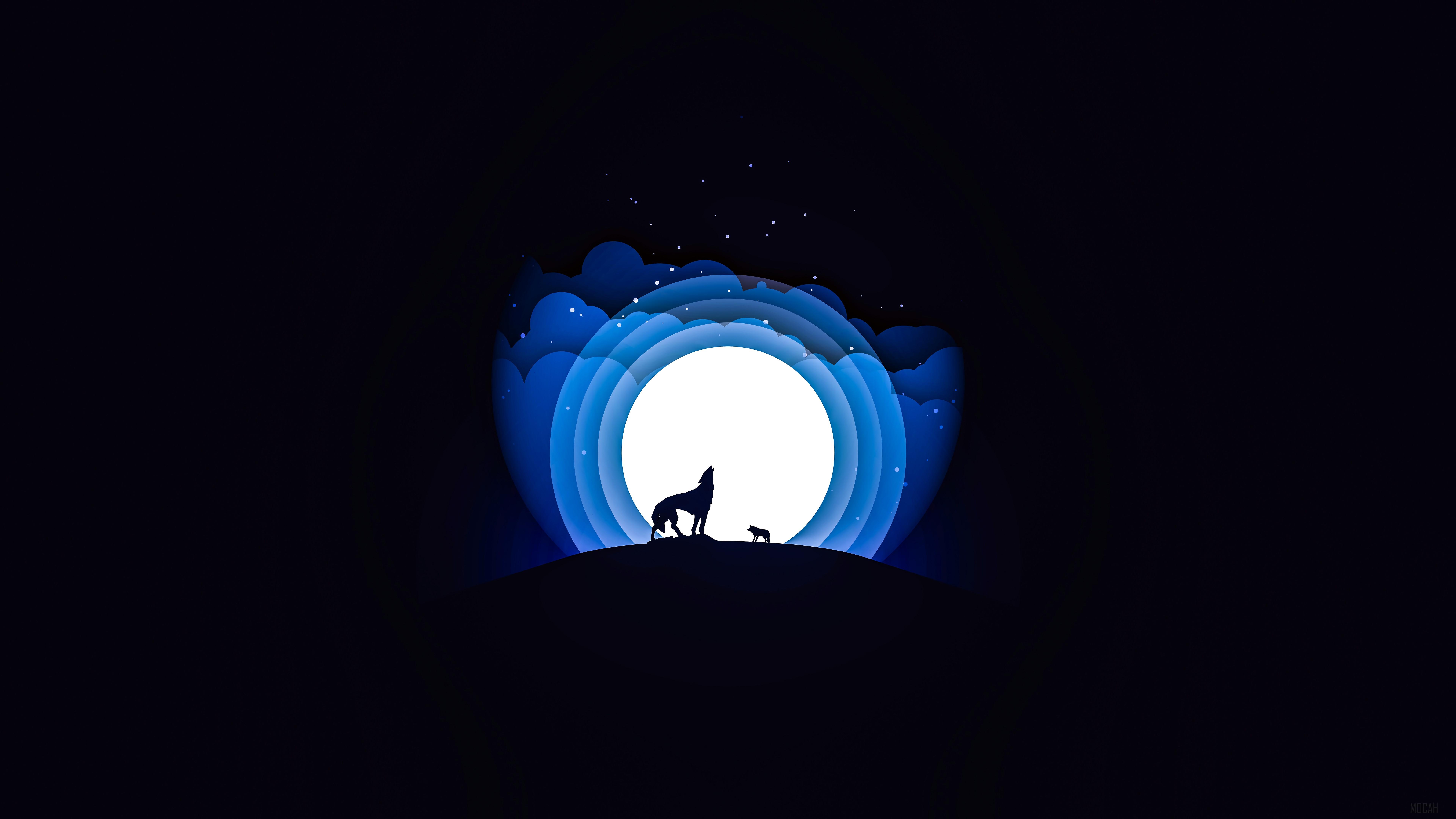7680x4320 Digital Art, Wolf, Howling, Moon, Minimalist, Minimalism, Simple, Silhouette, Vector 4k wallpaper. Mocah HD Wallpaper