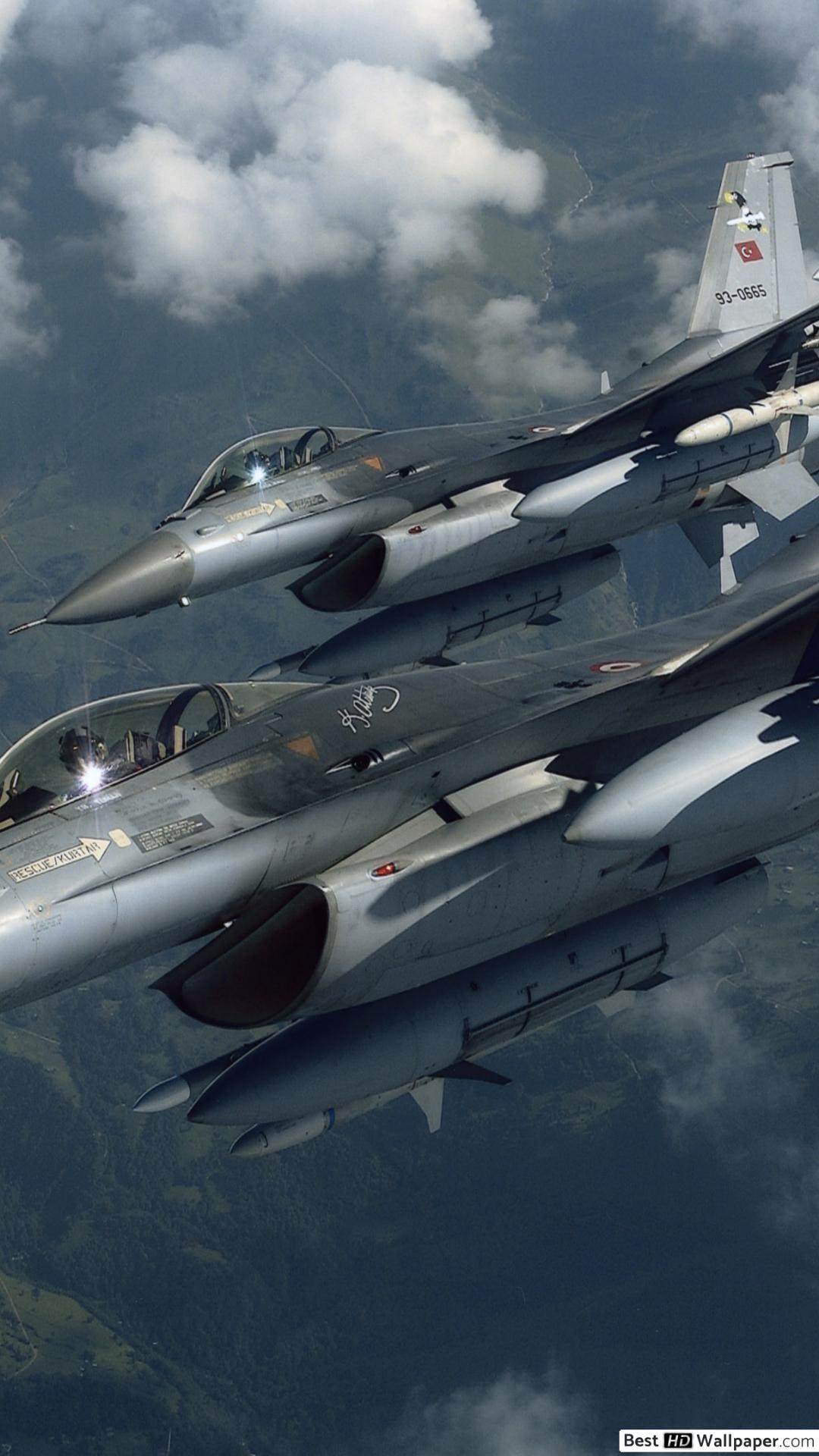 1080x1920 Turkish Air Force F16 War Plane HD wallpaper download
