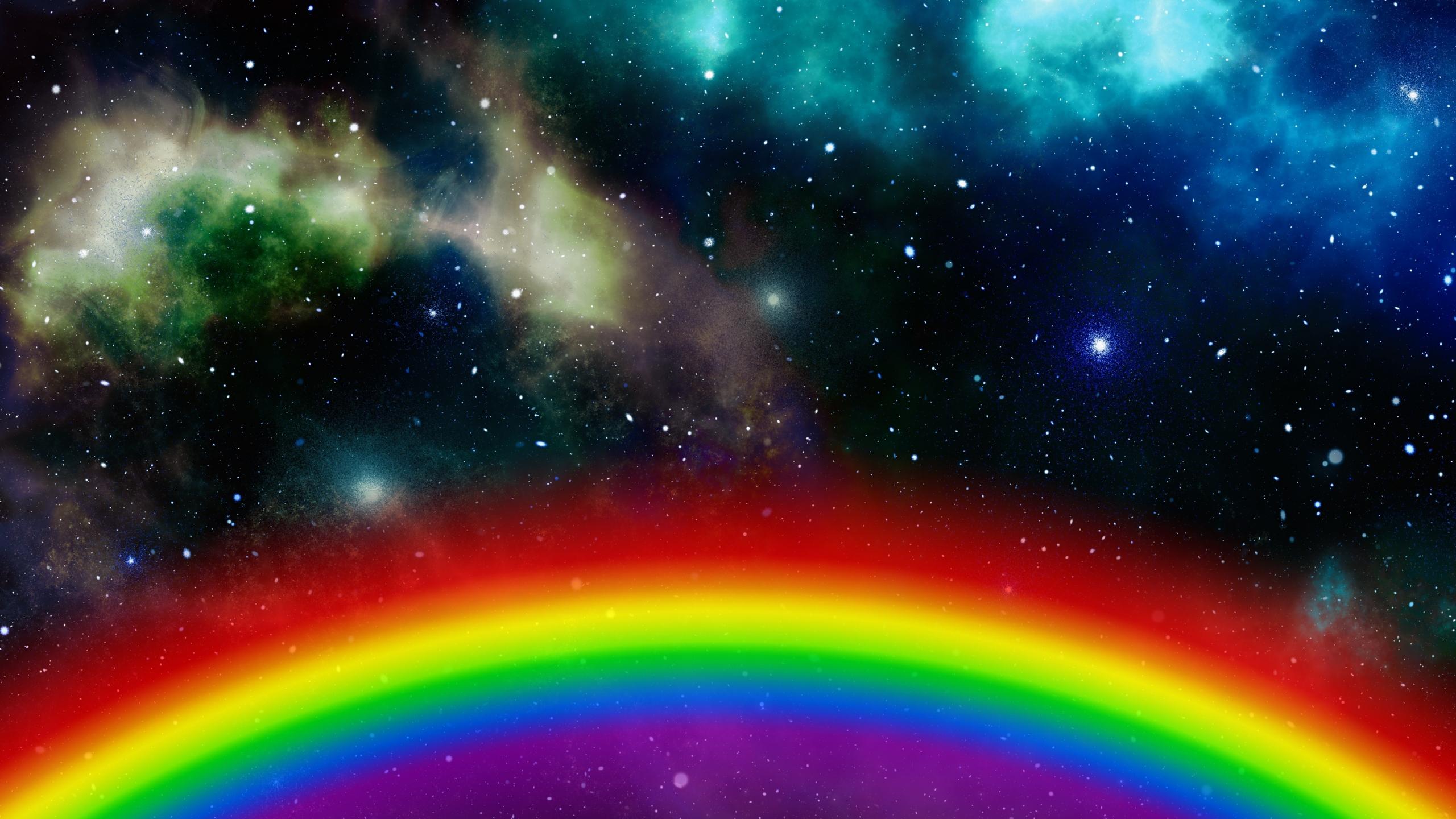 2560x1440 Download wallpaper 2560x1440 rainbow, colorful, space, clouds, art, dual wide 16:9 2560x1440 HD background, 21233