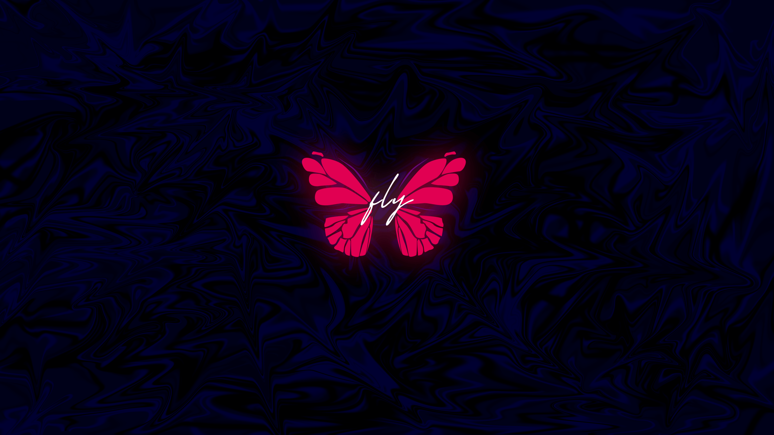 2560x1440 Butterfly Wallpaper 4K, Neon, Glowing, Dark background, AMOLED, Fantasy