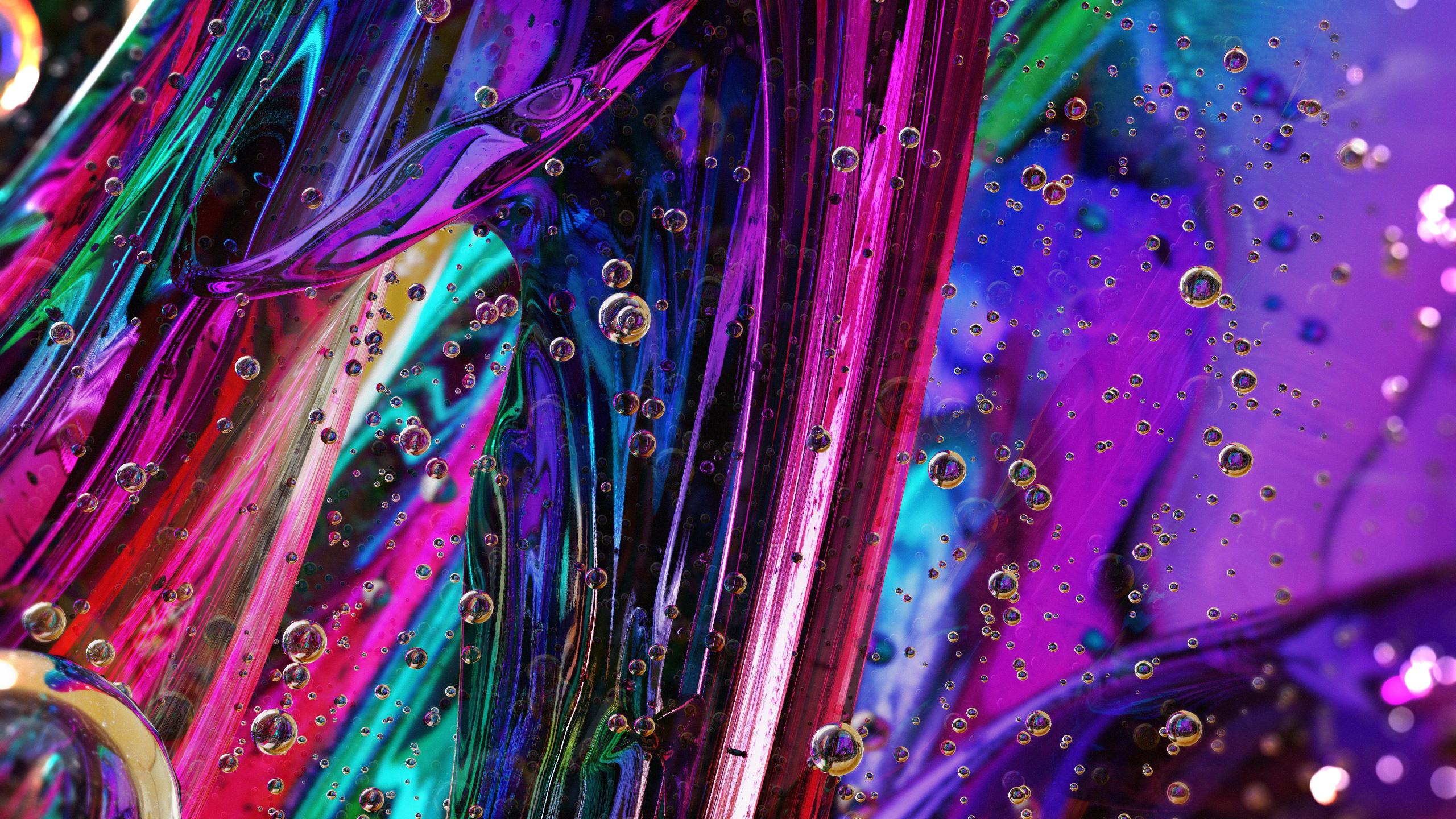 2560x1440 Download Rainbow bubbles, liquid flow, colorful wallpaper, 2560x Dual Wide, Widescreen 16: Widescreen