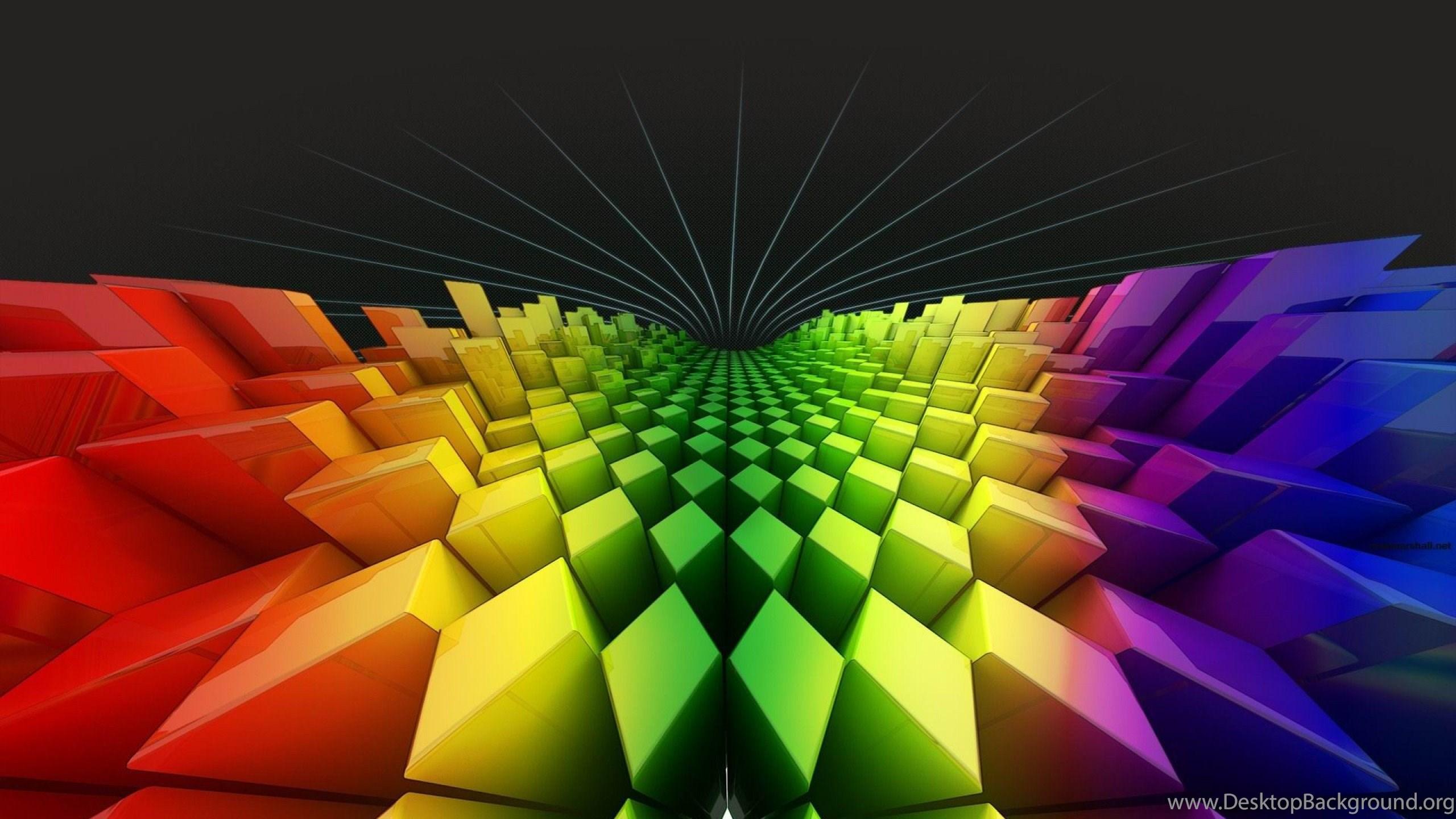 2560x1440 Colorful Bars, Rainbow, Square, Rhombus, 3D, 2560x1440 HD. Desktop Background