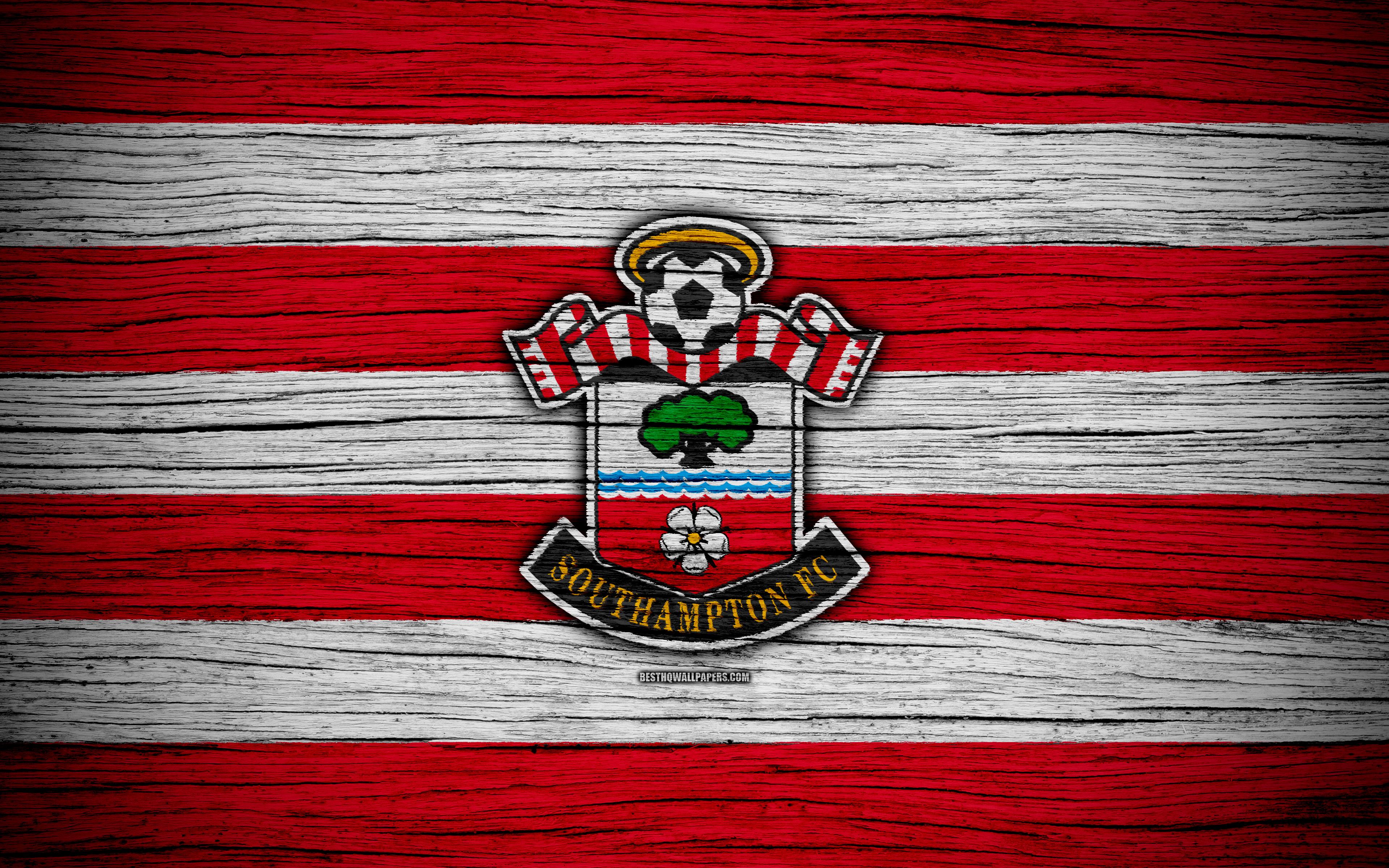 3840x2400 Download wallpaper Southampton, 4k, Premier League, logo, England, wooden texture, FC Southampton, soccer, football, Southampton FC for desktop with resolution 3840x2400. High Quality HD picture wallpaper