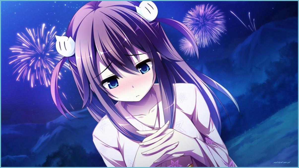 1206x679 Anime Girls Purple Hair Gamer Wallpaper Haired Anime Girl