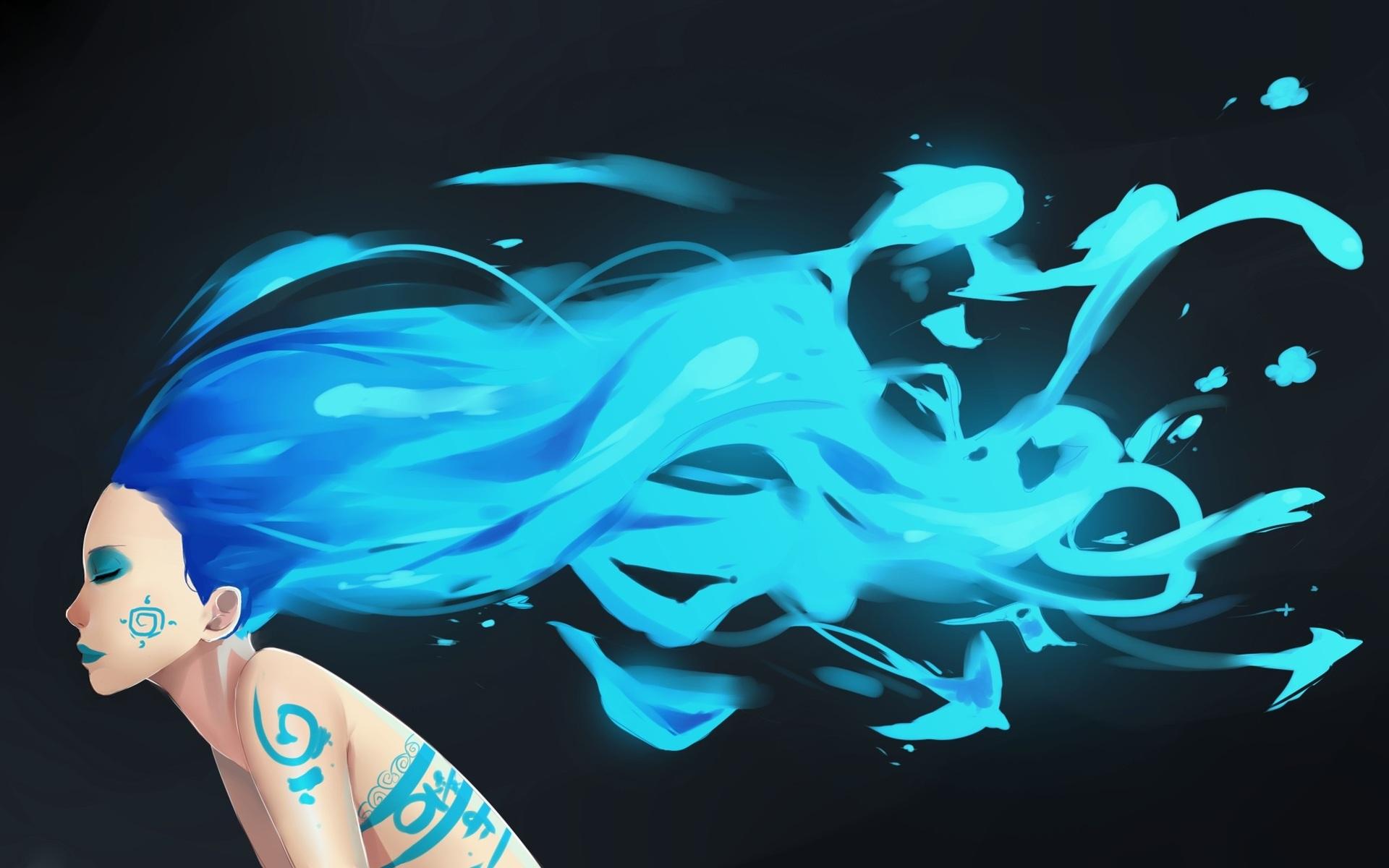1920x1200 Woman Blue Hair Body Painting wallpaper. Woman Blue Hair Body Painting