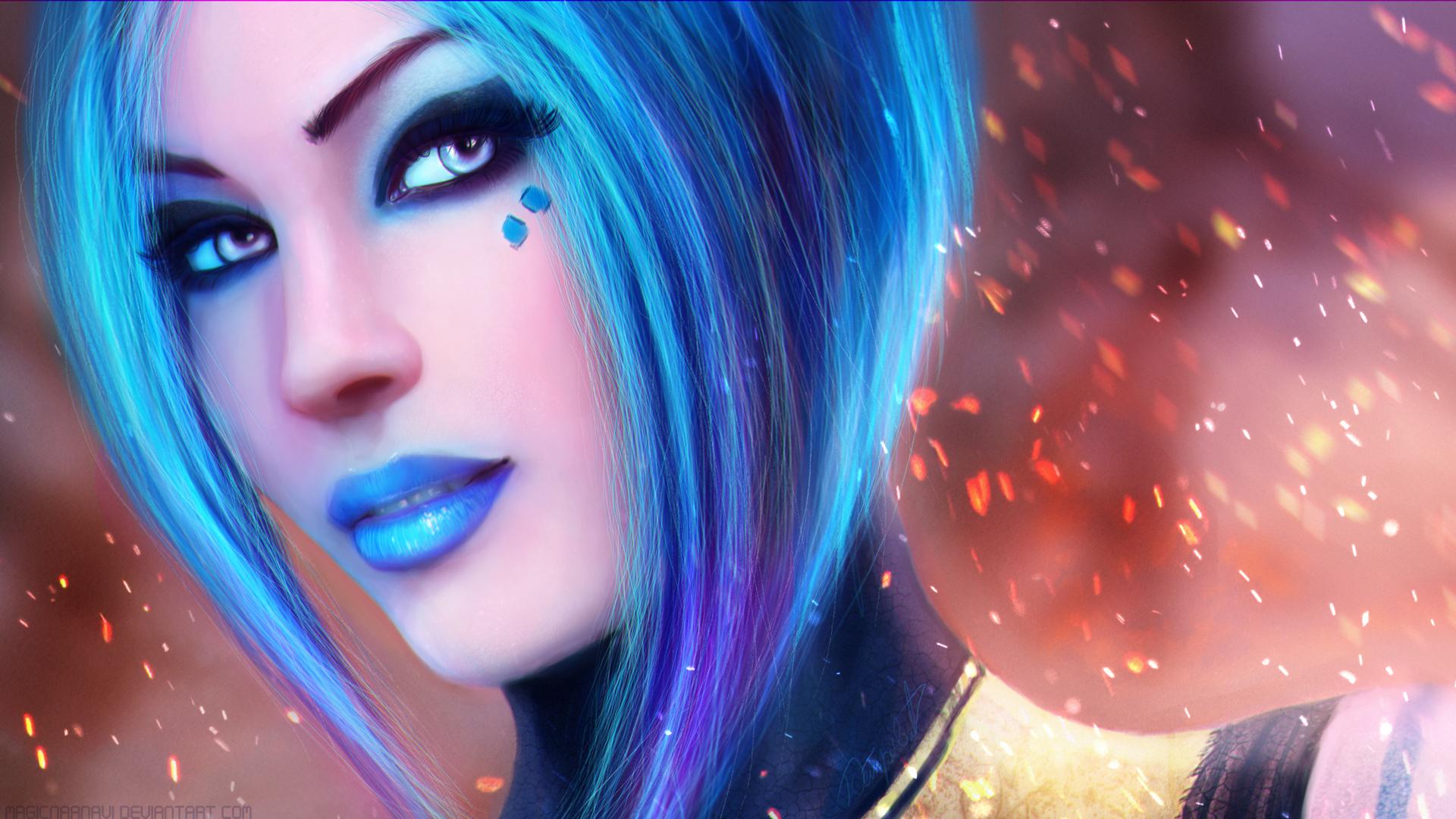 1920x1080 Blue Hair Space Girl HD Wallpaperx1080