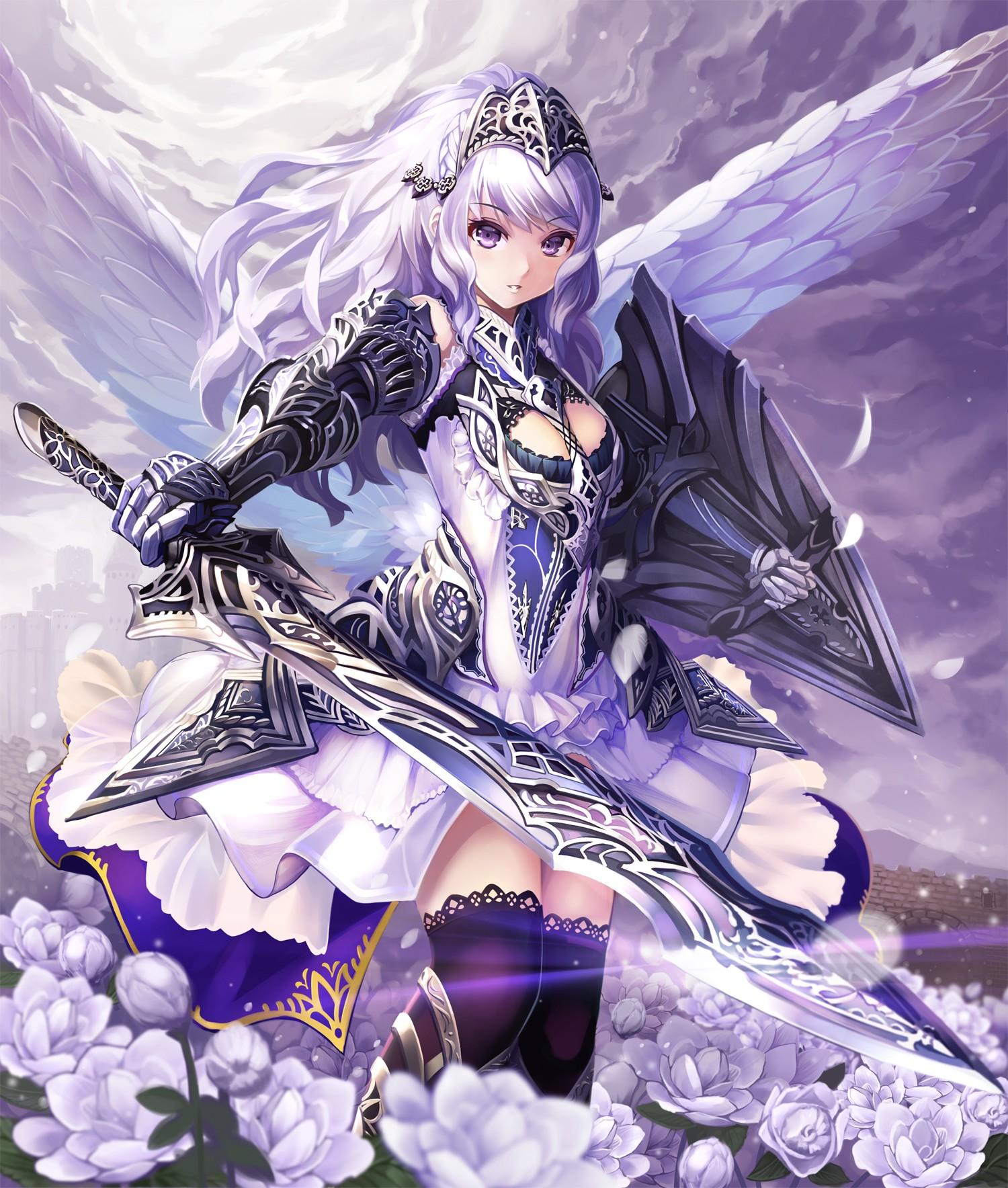 1500x1768 1920x1080 anime girls anime purple hair long hair thigh highs wings purple eyes original characters angel wallpaper JPG 441 kB. Mocah HD Wallpaper