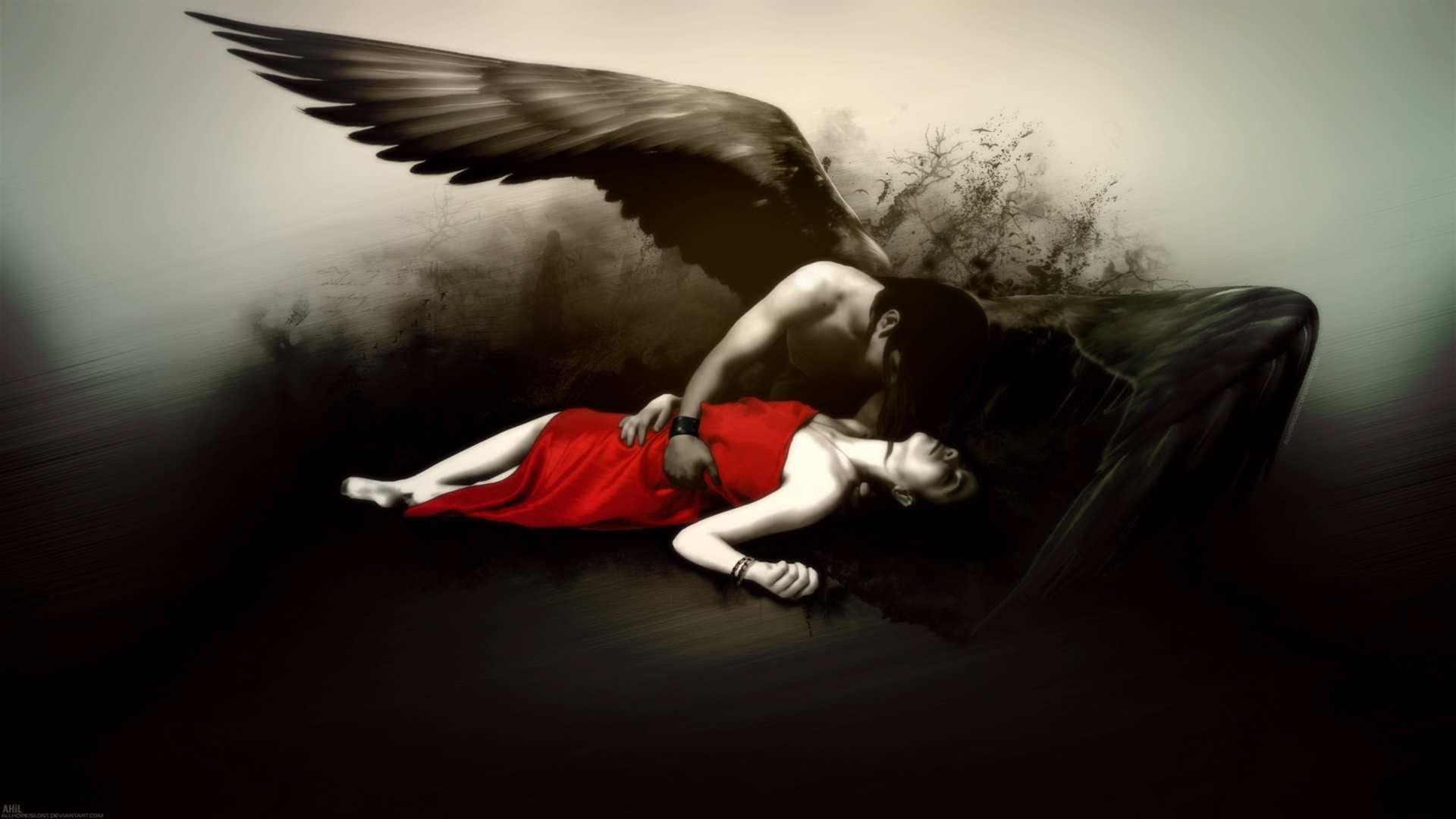1920x1080 This is a list of beautiful full HD wallpaper. Dark angel wallpaper, Angel wallpaper, Romance art