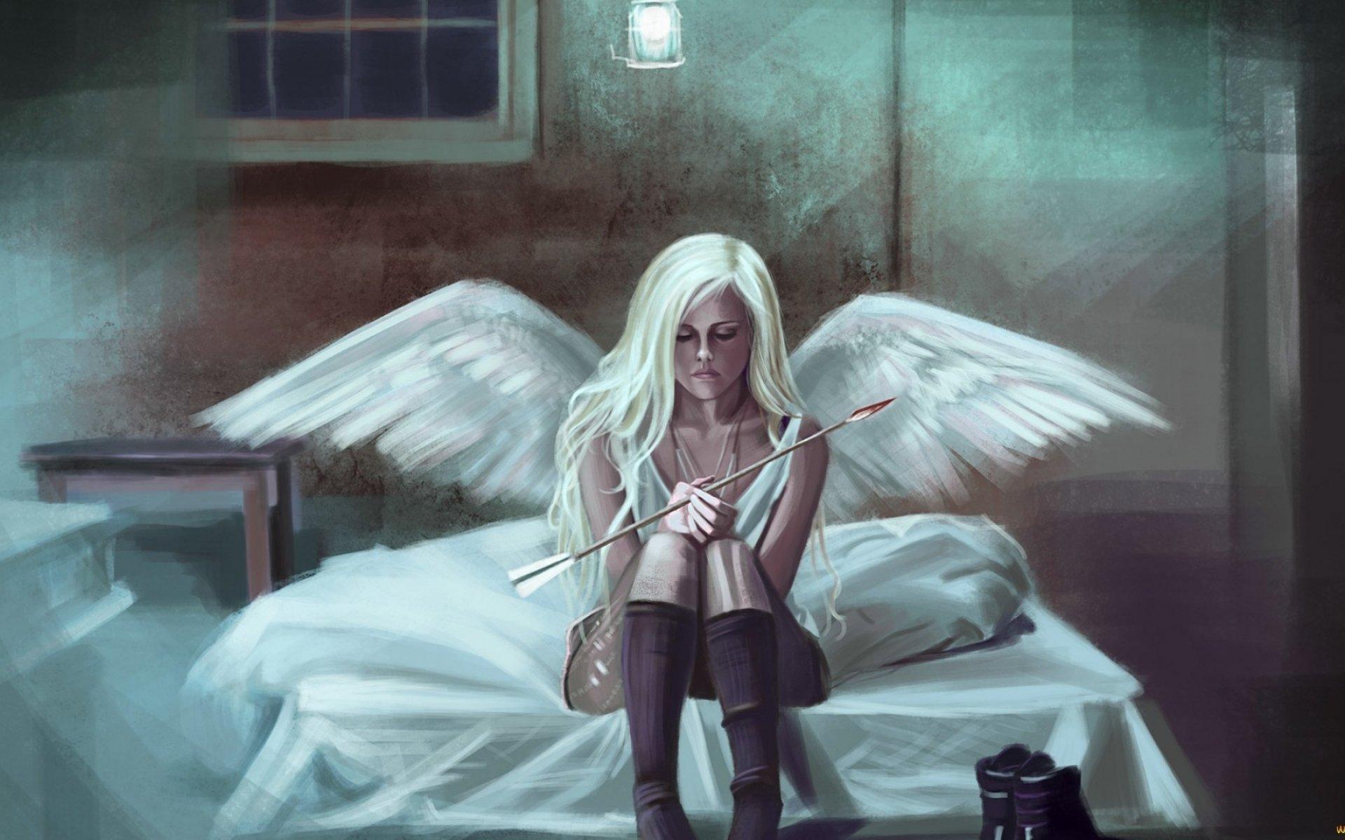 1920x1200 Fantasy artwork art angel wings girl girls gothic mood dark wallpaperx1200