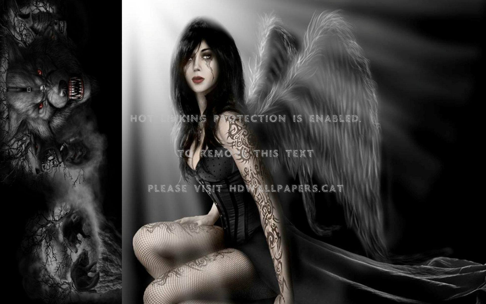 1920x1200 gothic angel 4 tattoo black dark fantasy