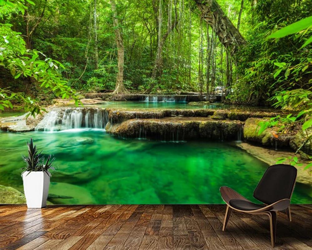 1000x800 Papel de parede Beautiful jungle waterfall landscape 3D wallpaper, living room bedroom wall papers home decor kitchen mural. Wallpaper