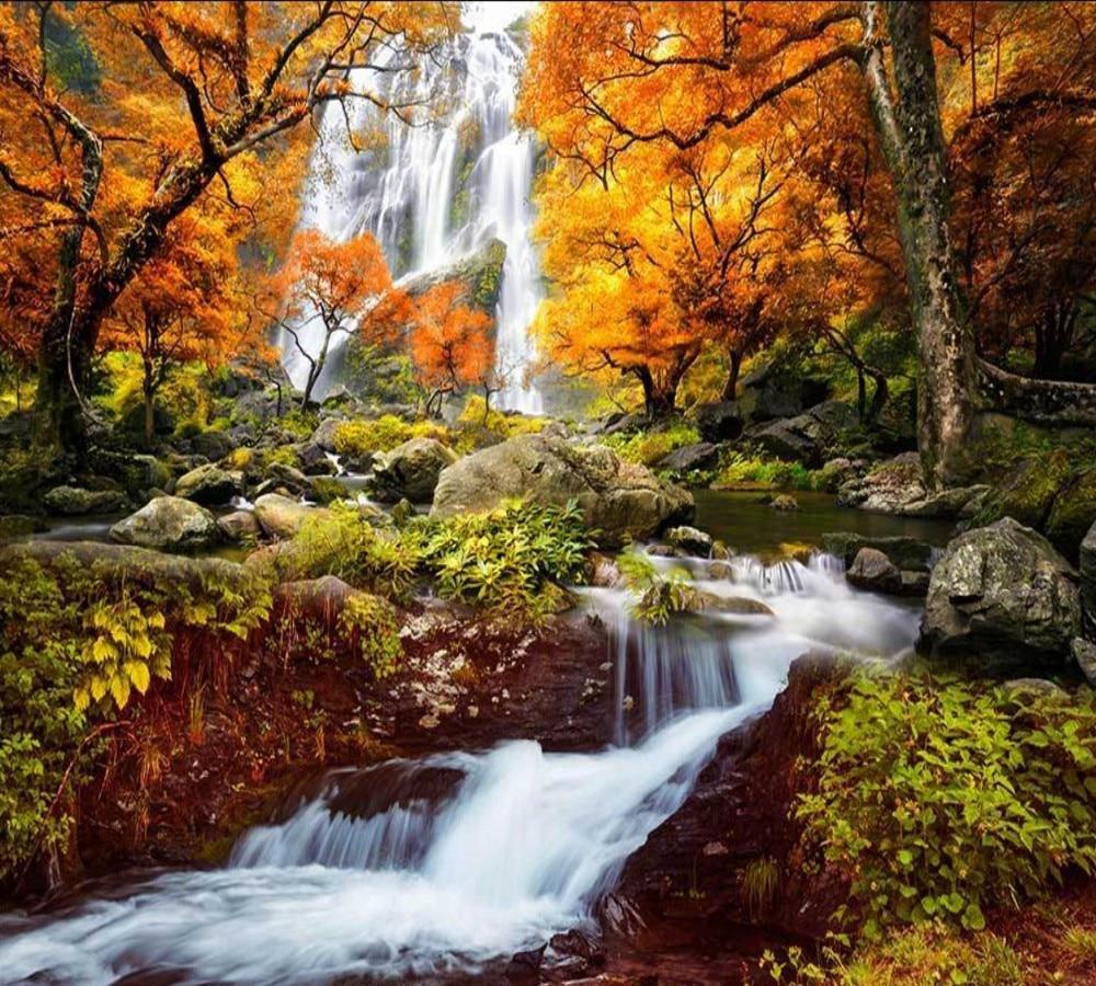1000x900 Dropship Colomac Wallpaper Jungle Golden Autumn Beautiful Landscape Waterfall Foto Wallpaper 3D Mural Wallpaper Papier Peint. Wallpaper