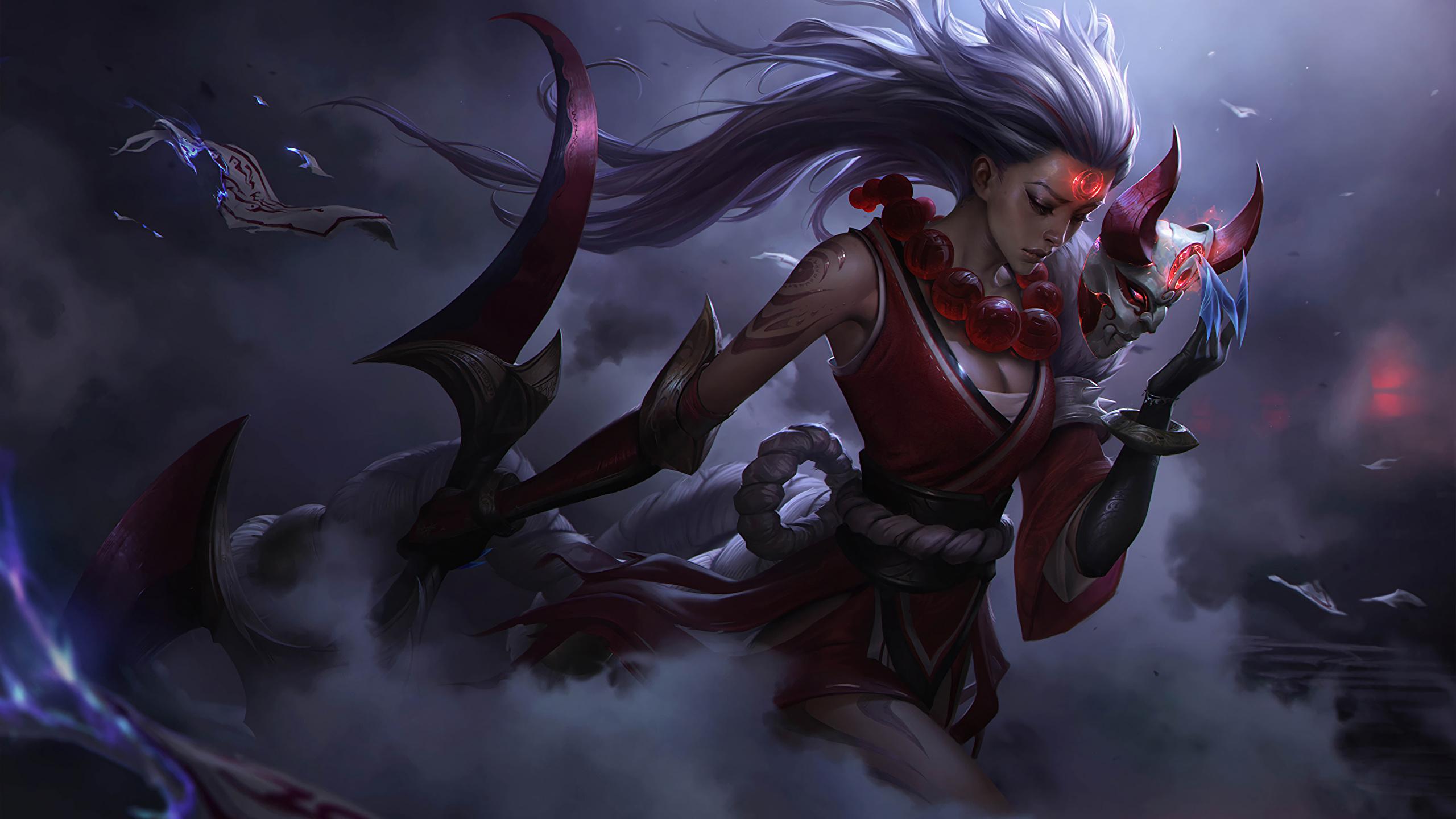 2560x1440 Photo League of Legends warrior Blood Moon Diana Fantasy 2560x1440