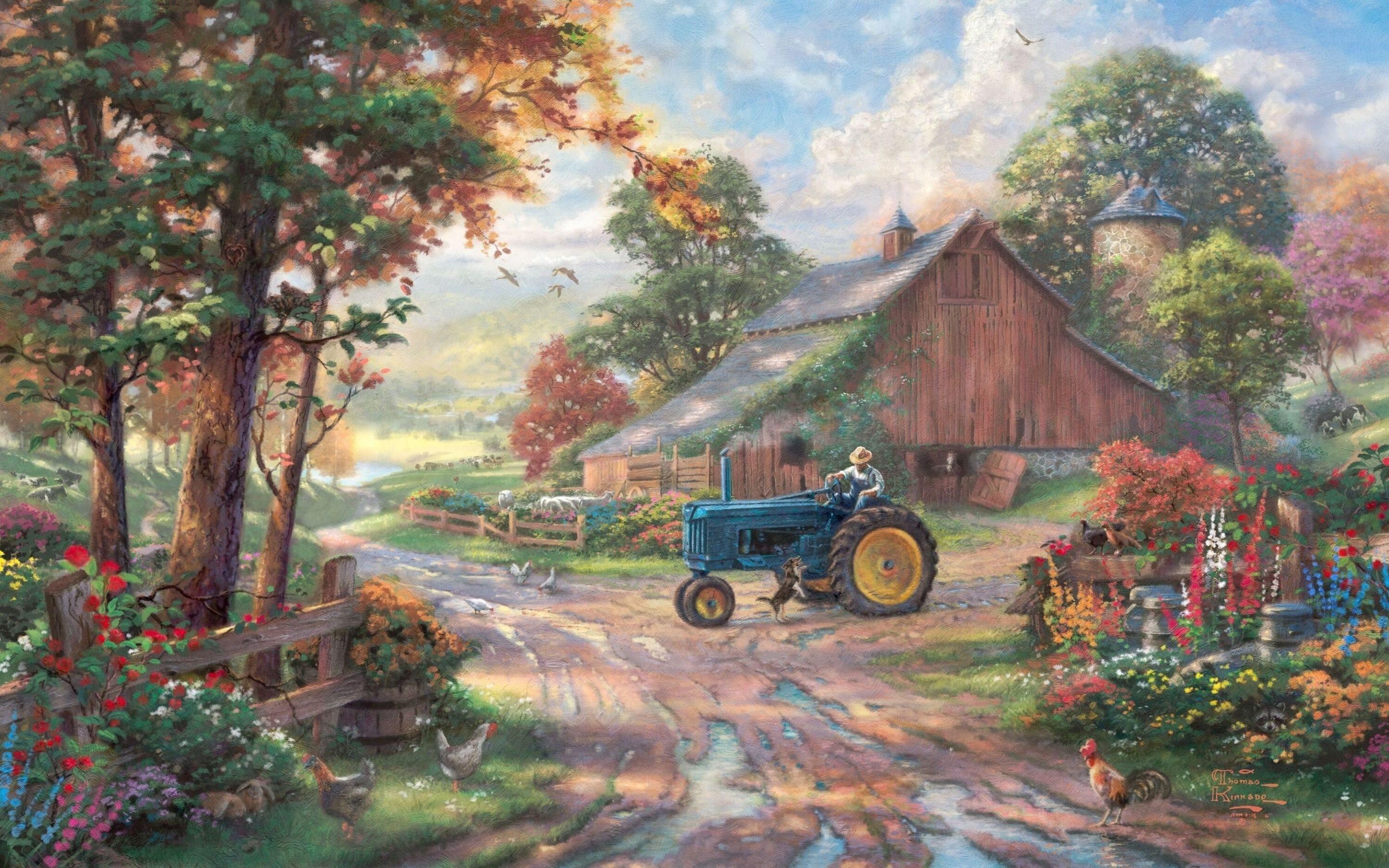 2880x1800 Download wallpaper thomas kinkade, summer heritage, american artist, summer effects for desktop with resolution 2880x1800. High Quality HD picture wallpaper