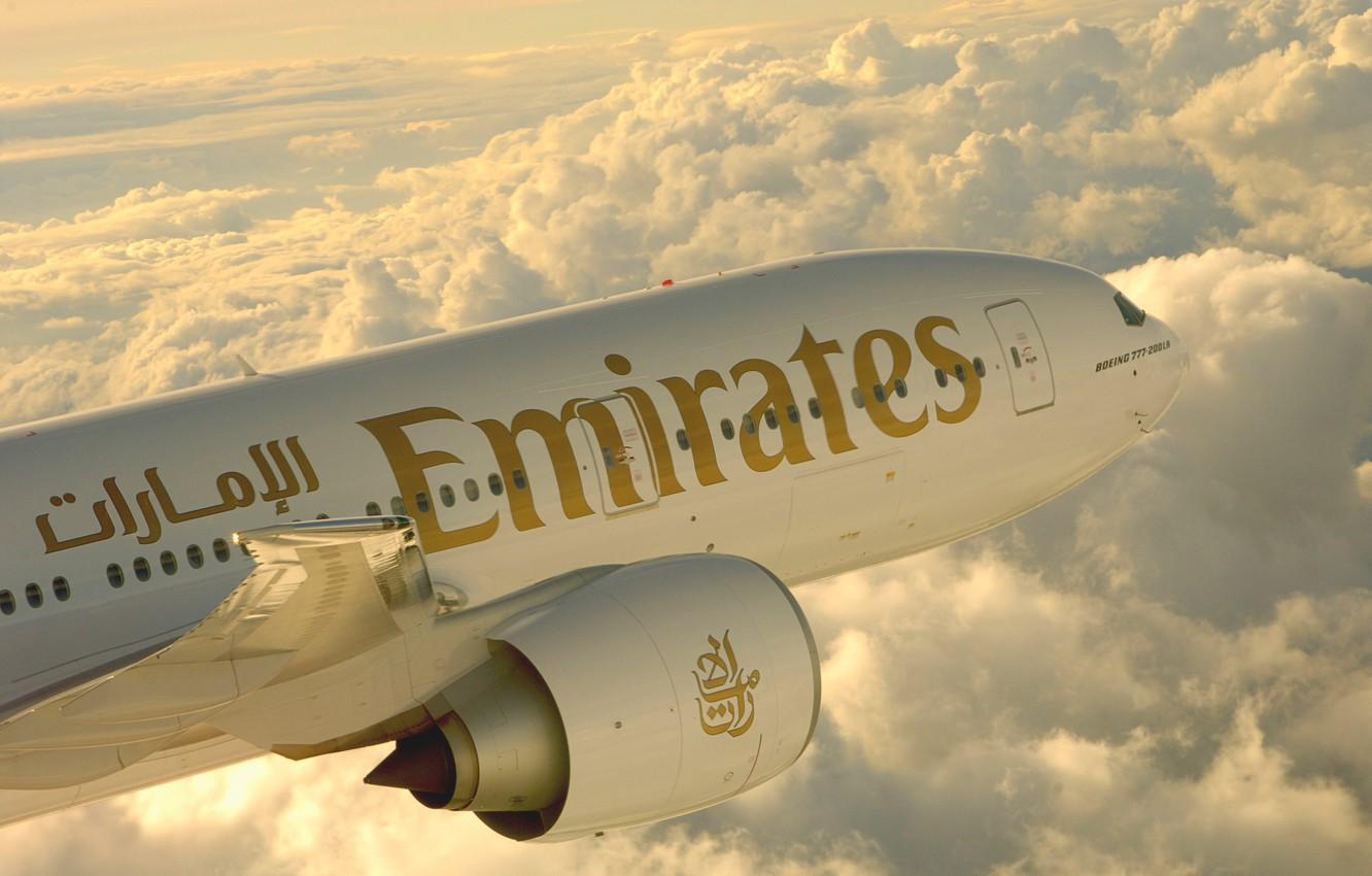 1332x850 Wallpaper The sky, Clouds, Engine, Flight, Flight, Clouds, Sky, Emirates, The plane, Passenger, Engine, Boeing Wing, Airliner, Passenger image for desktop, section авиация
