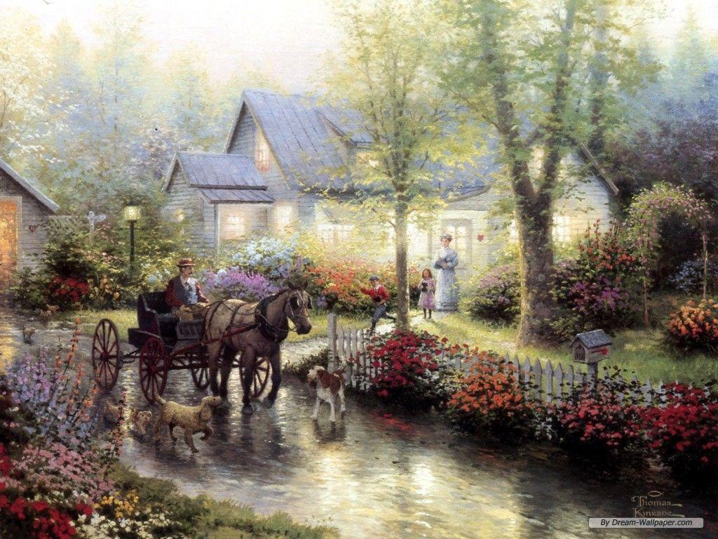 1024x768 Thomas Kinkade Free Summer Desktop Wallpaper