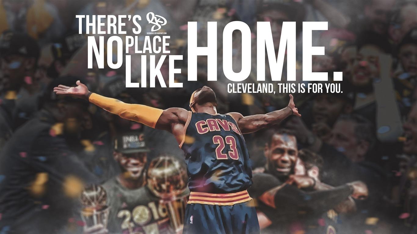 1366x768 LeBron James 2016 NBA Poster HD Wallpaper