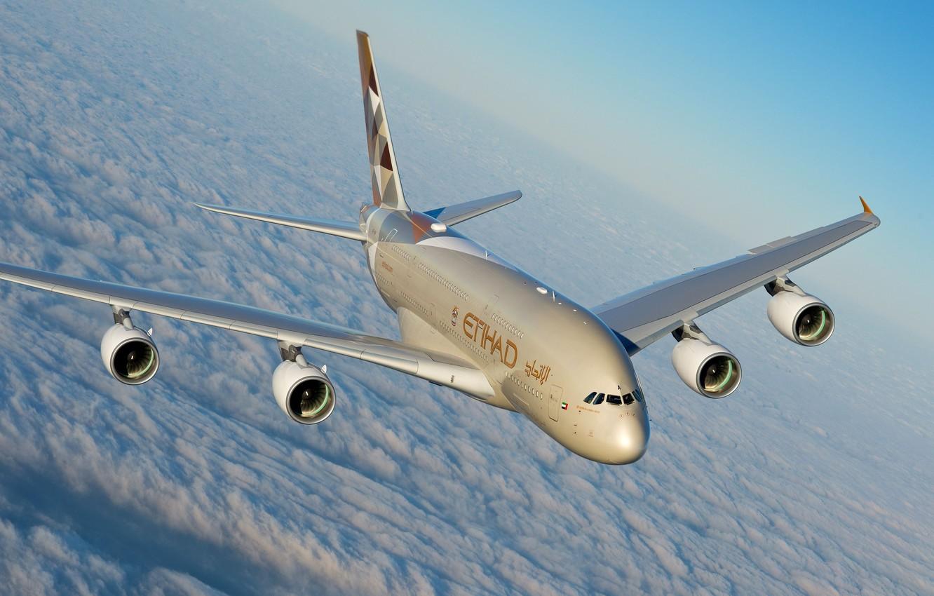 1332x850 Wallpaper Clouds, A Airbus, Etihad Airways, Airbus A A Passenger Plane, Airbus A380 800 Image For Desktop, Section авиация