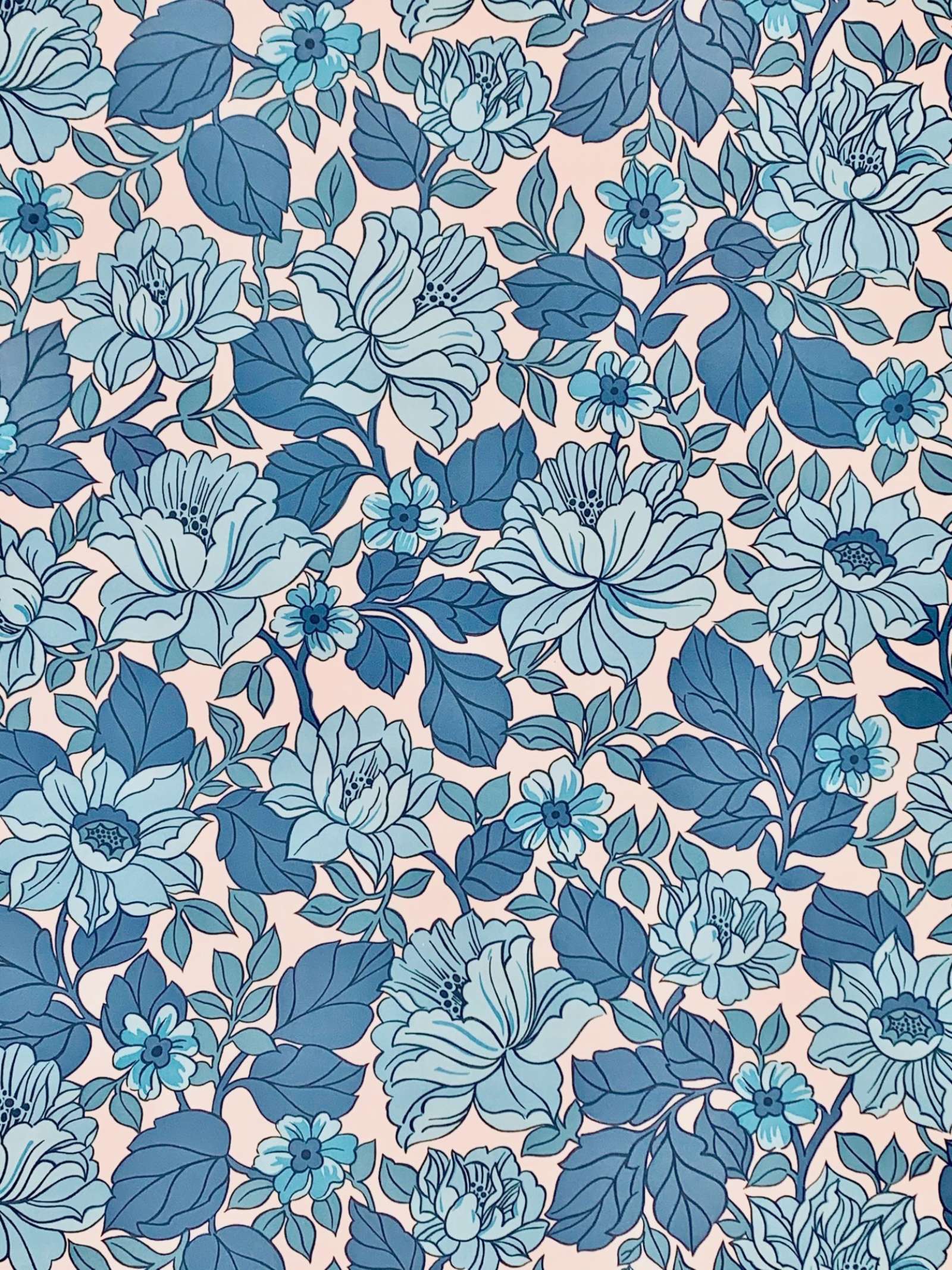 1600x2134 Vintage Wallpaper Shop. Blue Floral Wallpaper