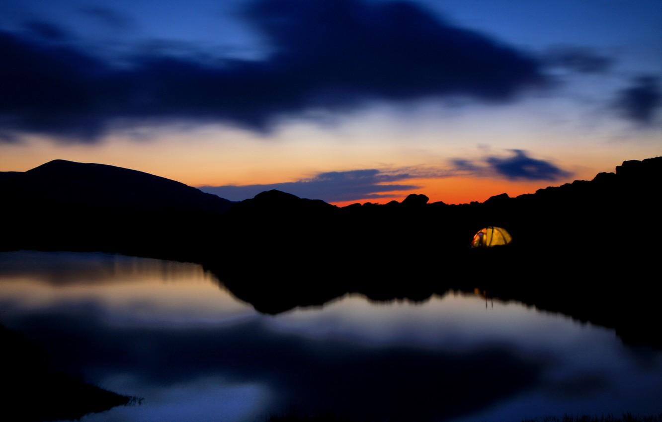 1332x850 Wallpaper mountain, lake, tents, camping image for desktop, section пейзажи