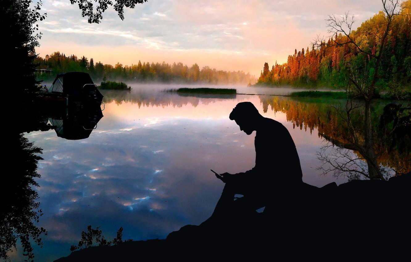1332x850 Wallpaper forest, lake, camping, sunse image for desktop, section пейзажи
