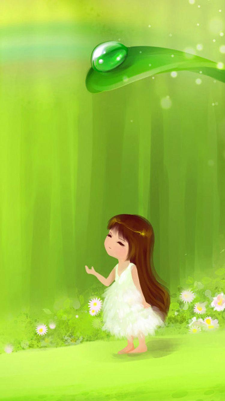 750x1334 Girl Cartoon Wallpaper