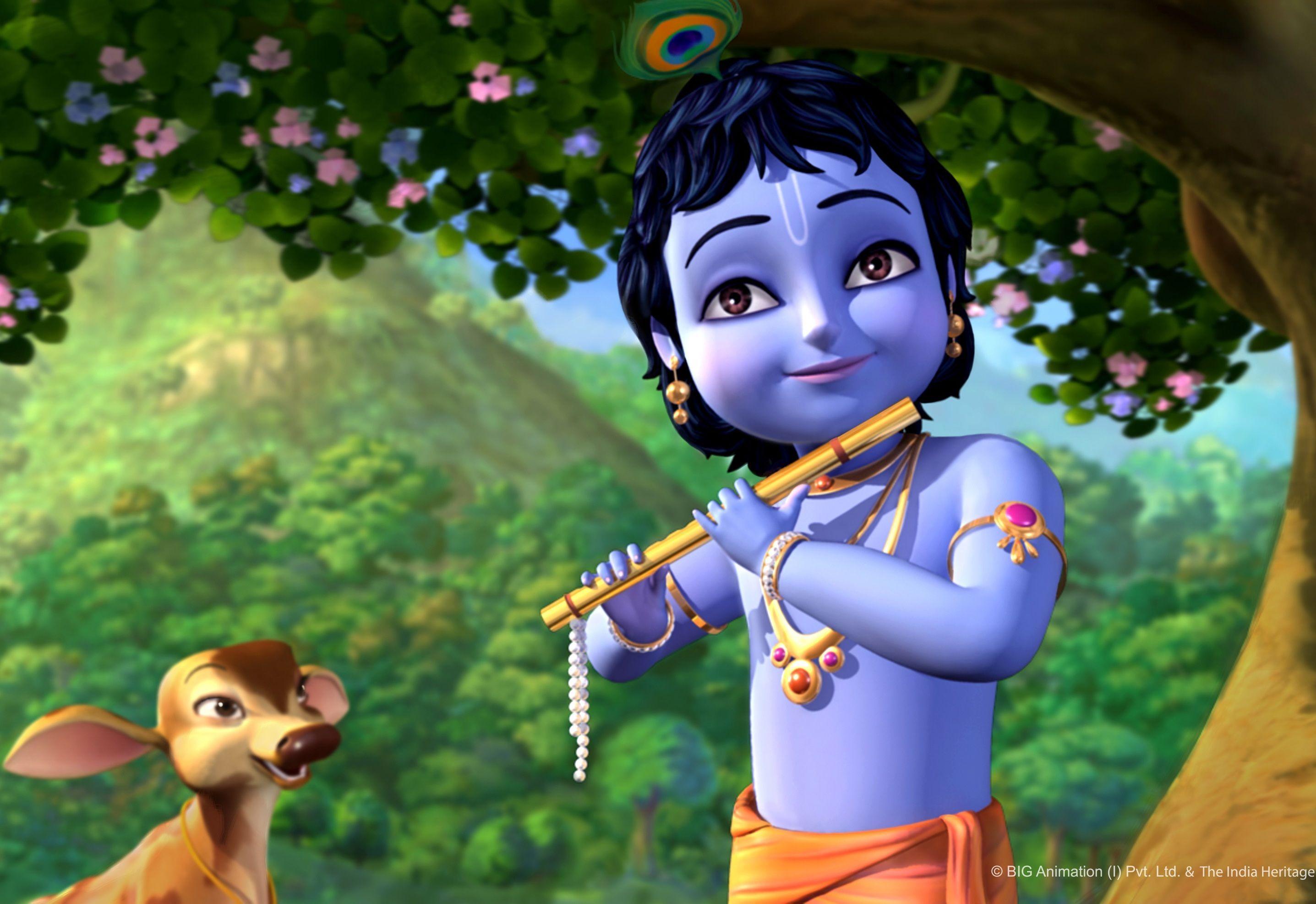 2873x1973 Hd Anime Wallpaper Of Krishna In Cartoon