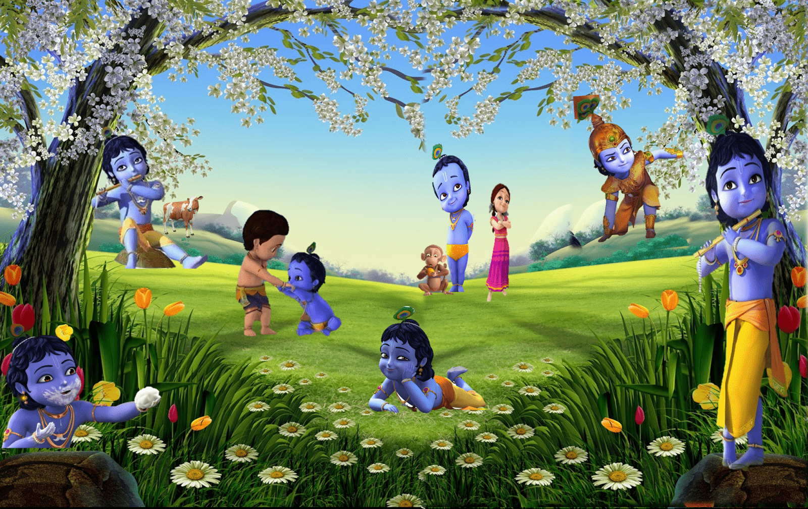 1600x1009 Disney HD Wallpaper: Disney Cartoon Little Krishna HD Wallpaper