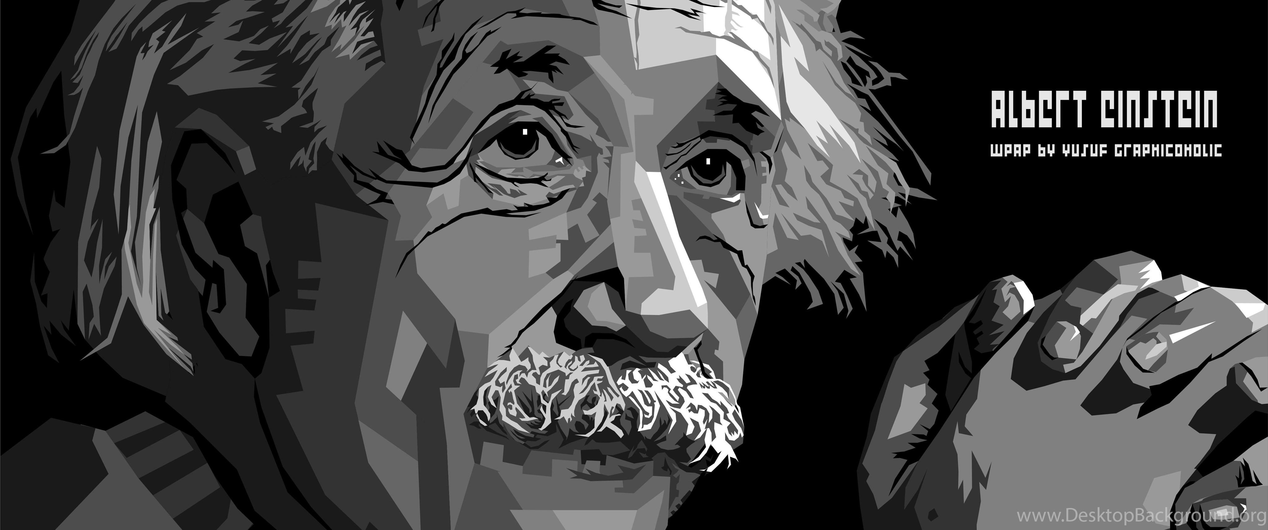 4096x1714 WPAP Einstein HD Wallpaper Desktop Background