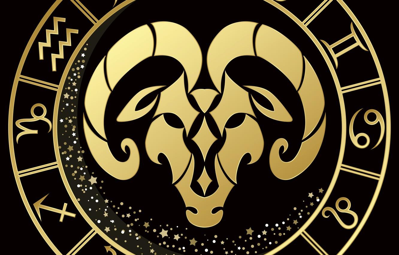 1332x850 Wallpaper black background, zodiac sign, Aries image for desktop, section разное