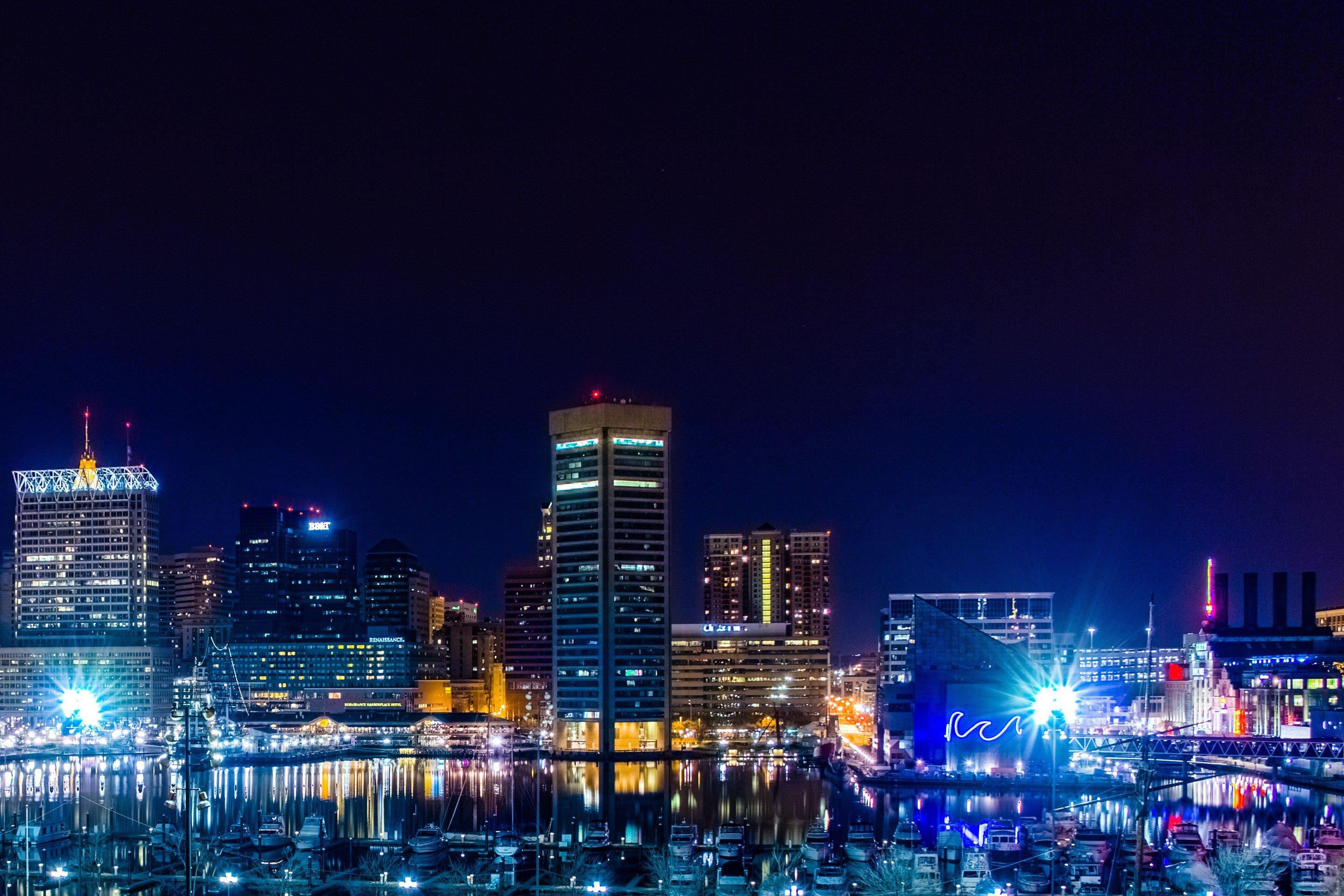 2880x1920 cityscape, Baltimore, Night, City lights HD Wallpaper / Desktop and Mobile Image & Photo