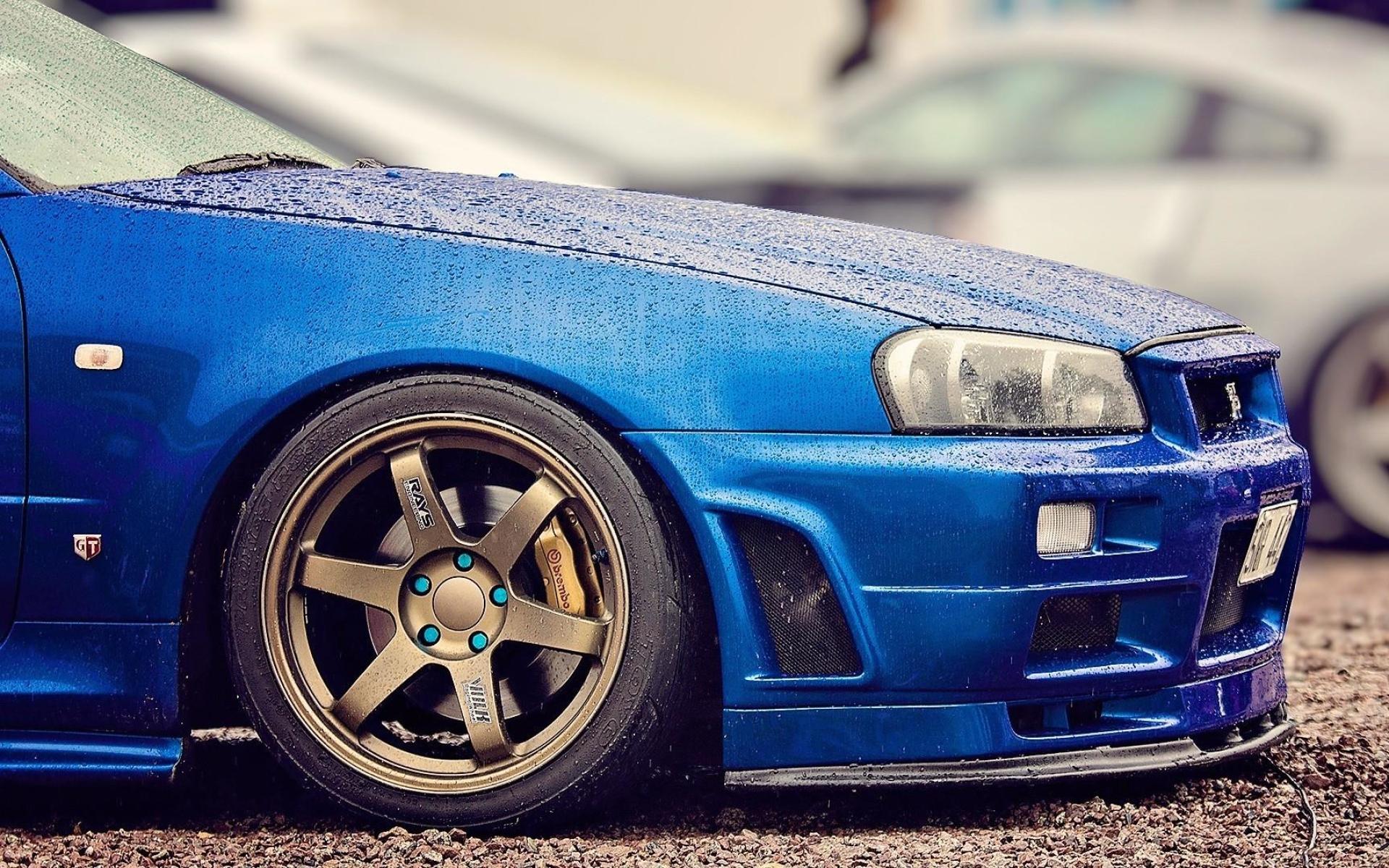 1920x1200 Download wallpaper Nissan Skyline, sportscars, tuning, R rain, japanese cars, Nissan, blue Skyline for desktop with resolution 1920x1200. High Quality HD picture wallpaper