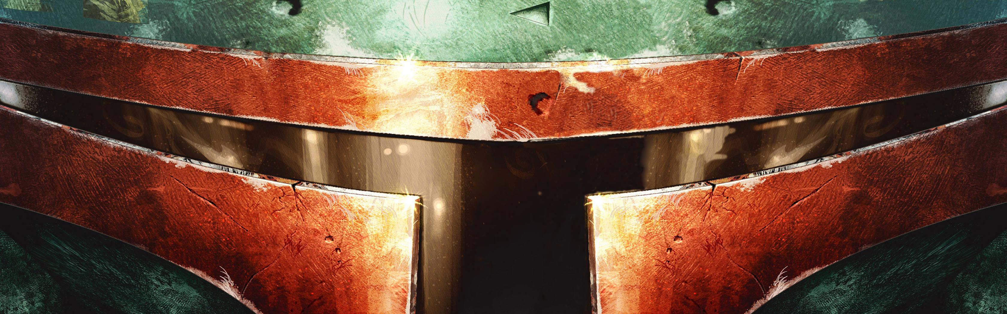 3360x1050 Boba Fett Helmet Dual Screen Wallpaper Wars Wallpaper On Dual Monitor HD Wallpaper