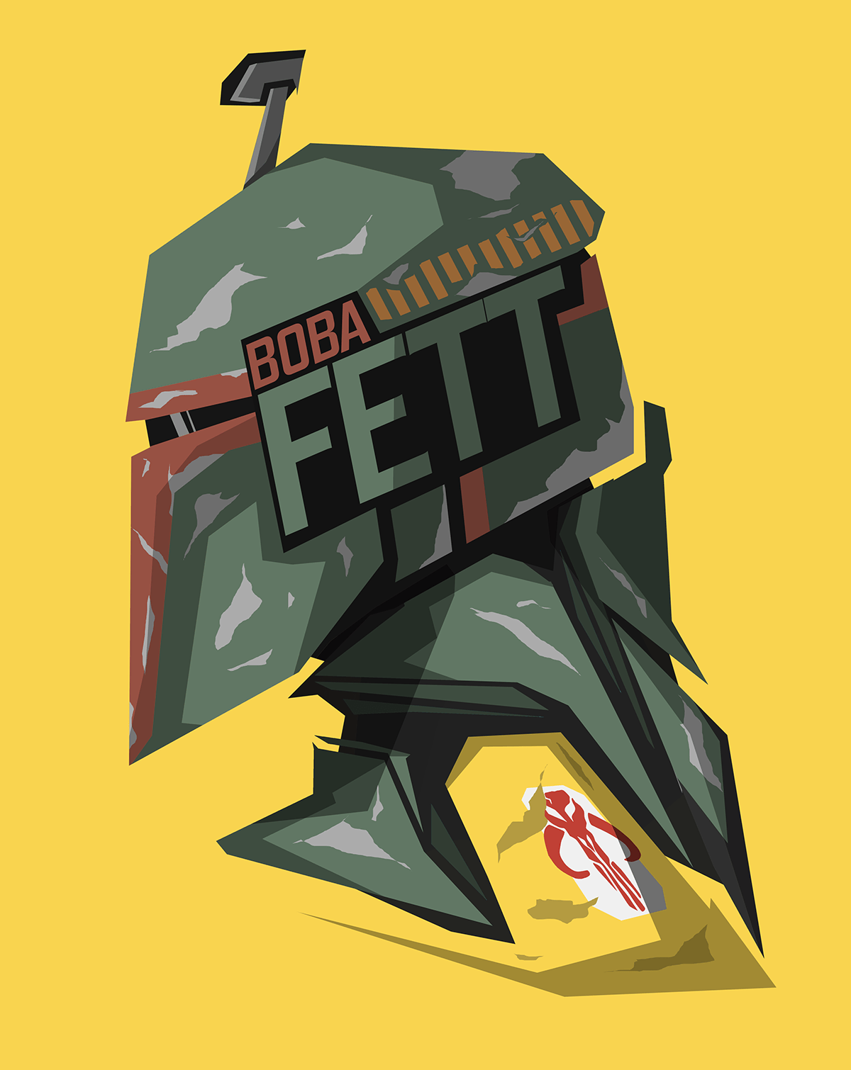 1200x1510 #Star Wars, #bounty hunter, #Boba Fett, #helmet, #yellow background, #science fiction wallpaper. Mocah HD Wallpaper