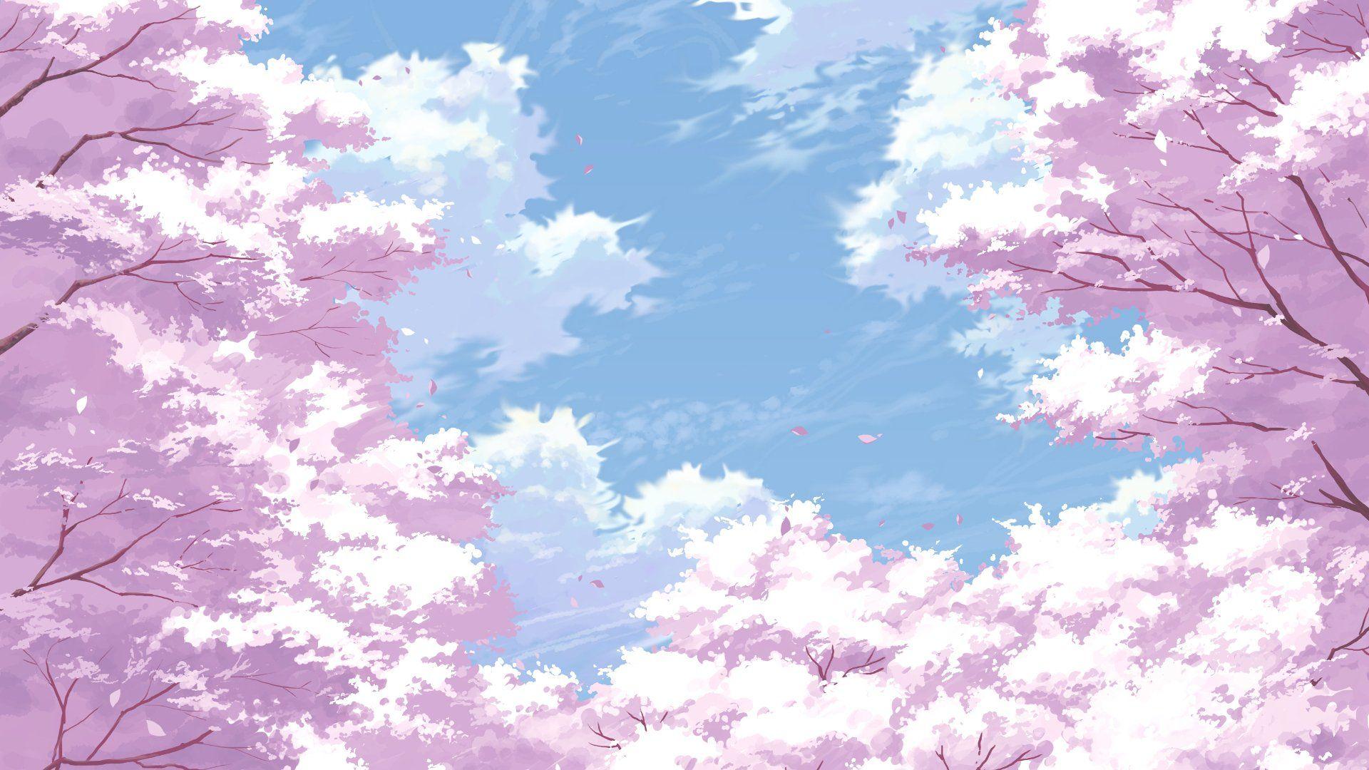 1920x1080 Anime Blossom Tree Wallpaper