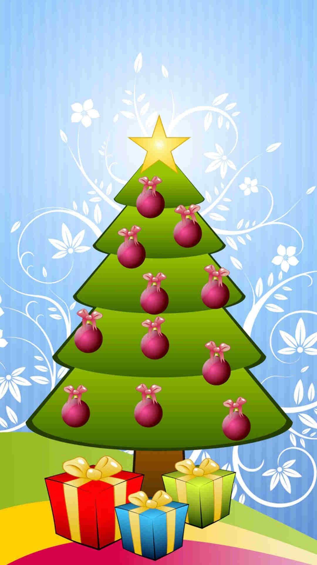 1080x1920 Christmas Cartoon Tree Wallpaper
