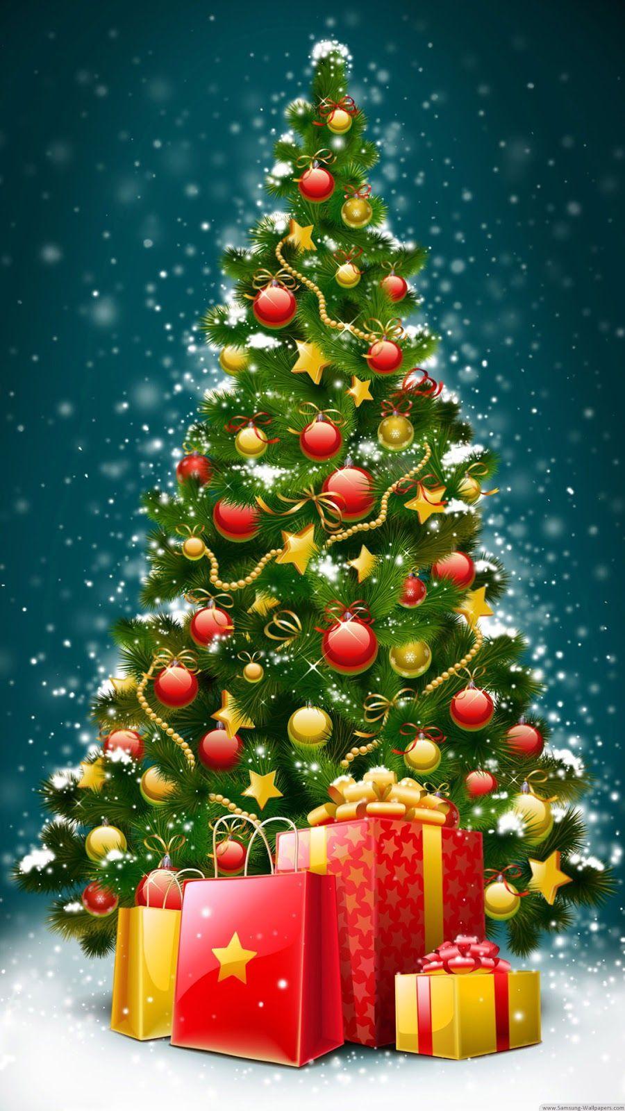 900x1600 Christmas Cartoon Tree Wallpaper