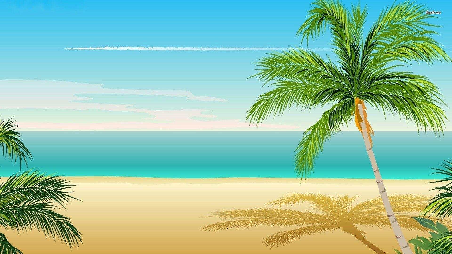 1920x1080 Cartoon Palm Tree Wallpaper