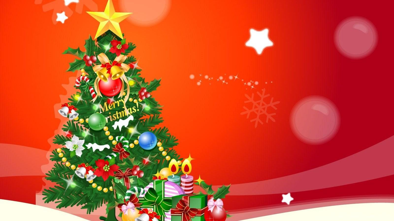 1600x900 Christmas Tree Cartoon Wallpaper HD Desktop Background