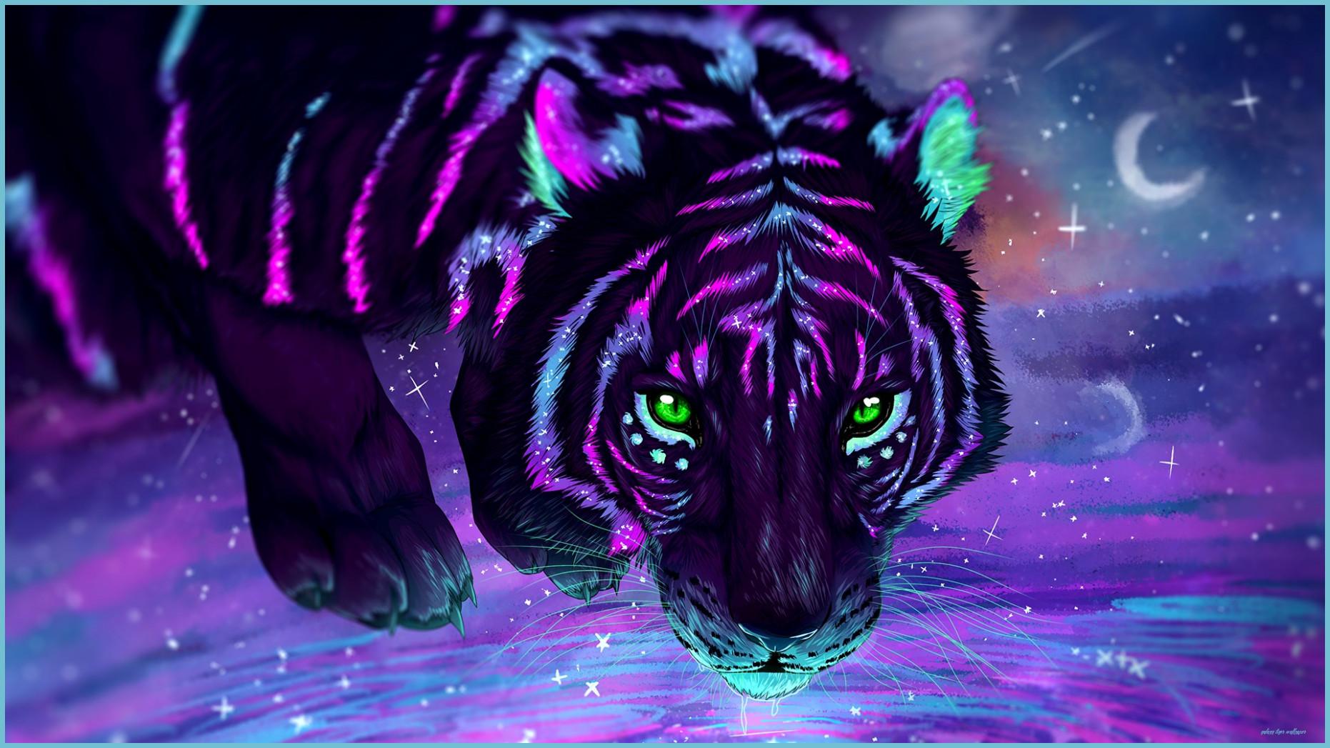 1862x1047 Wallpaper : 9x9 Px, Digital Art, Galaxy, Stars, Tiger Tiger Wallpaper