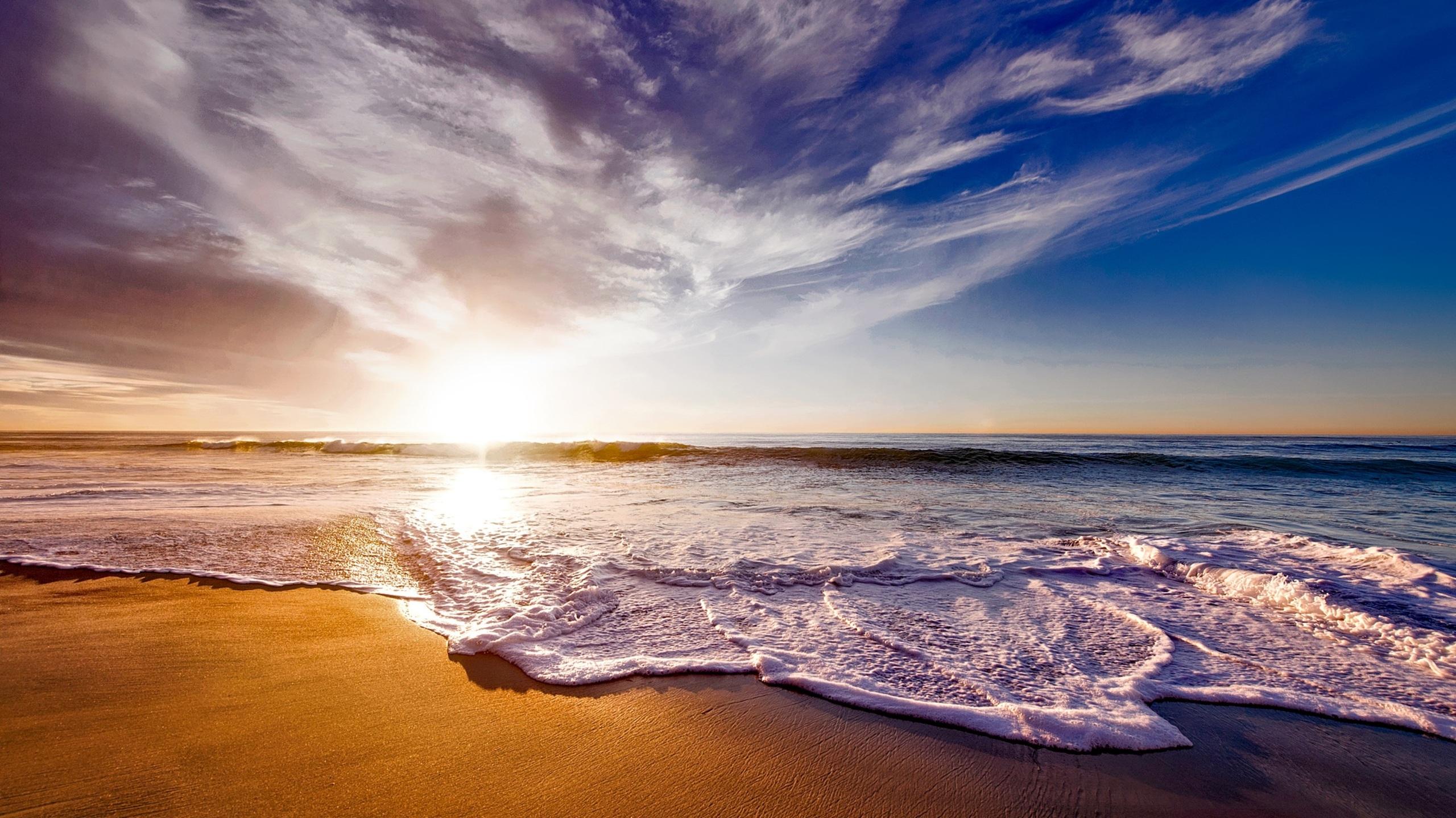 2560x1440 California Ocean Shore Dusk Sunset 1440P Resolution HD 4k Wallpaper, Image, Background, Photo and Picture