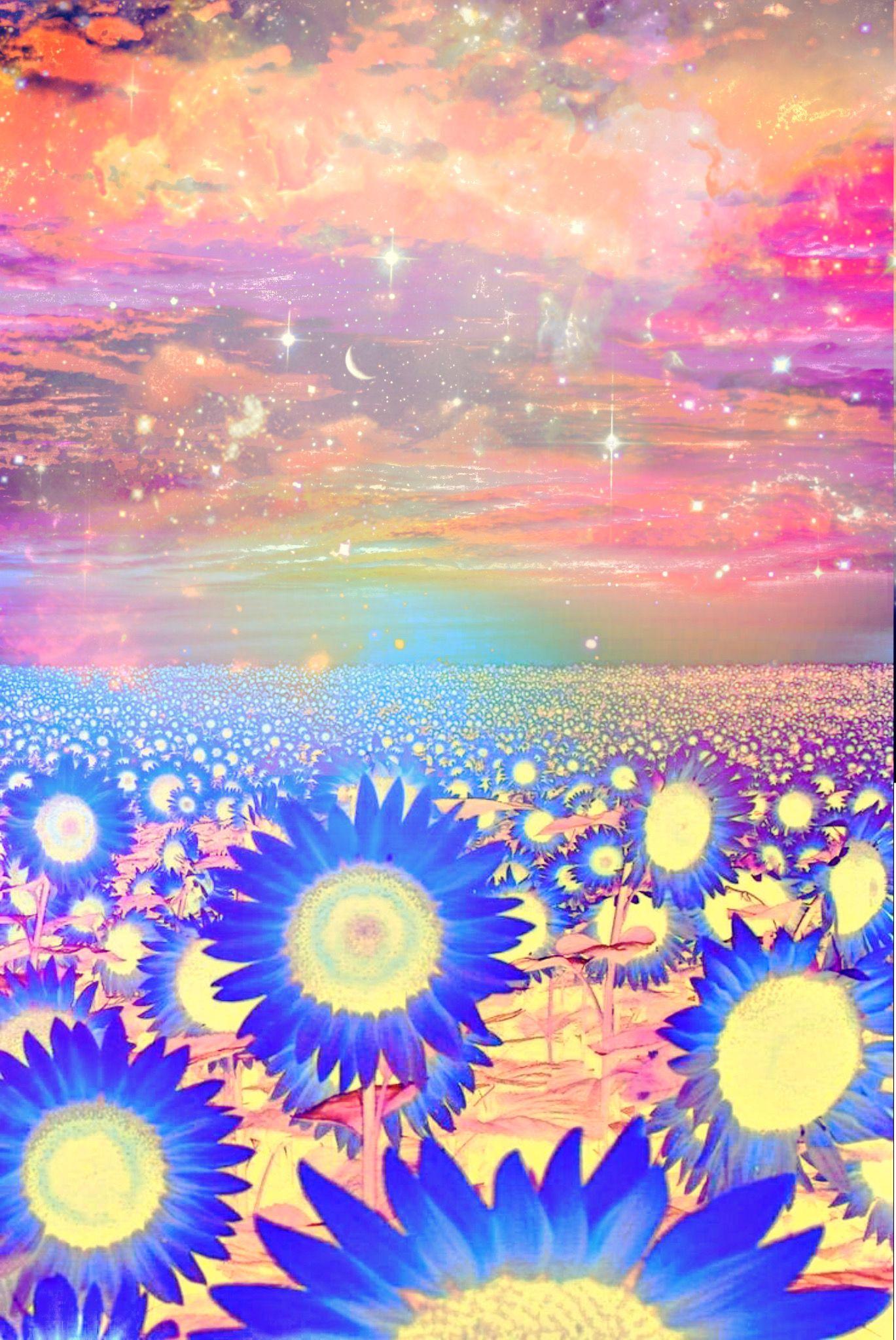 1369x2048 Sunflower Fields Galaxy Wallpaper #glitter #sparkle #galaxy #sunflowers #flowers #sky #sunset #cosmos #neon #nature. Galaxy wallpaper, Neon flowers, Art wallpaper