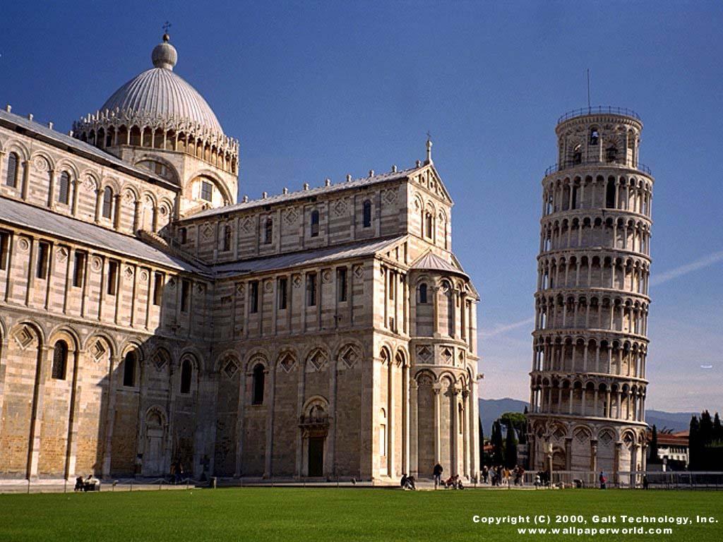1024x768 Visual Paradox 3D Wallpaper: 'Leaning Tower of Pisa' 1024x768