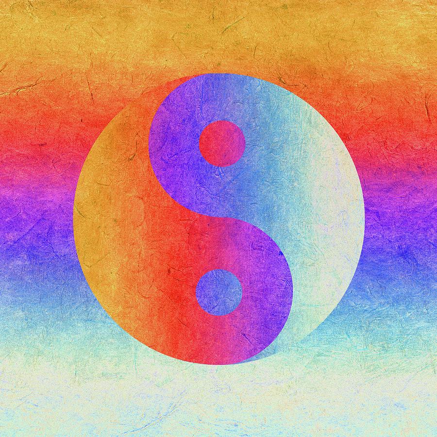 900x900 Colorful Funky Yin and Yang Symbol Digital Art